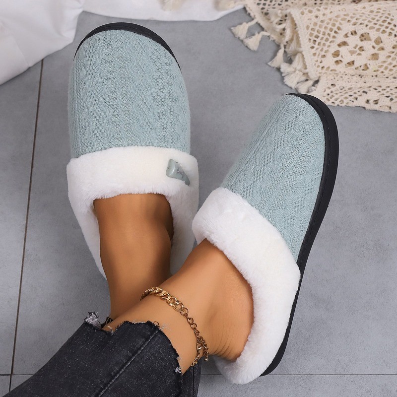 Unisex Fashionable Home Slippers Thick-Soled Protective Warm Cotton Slippers