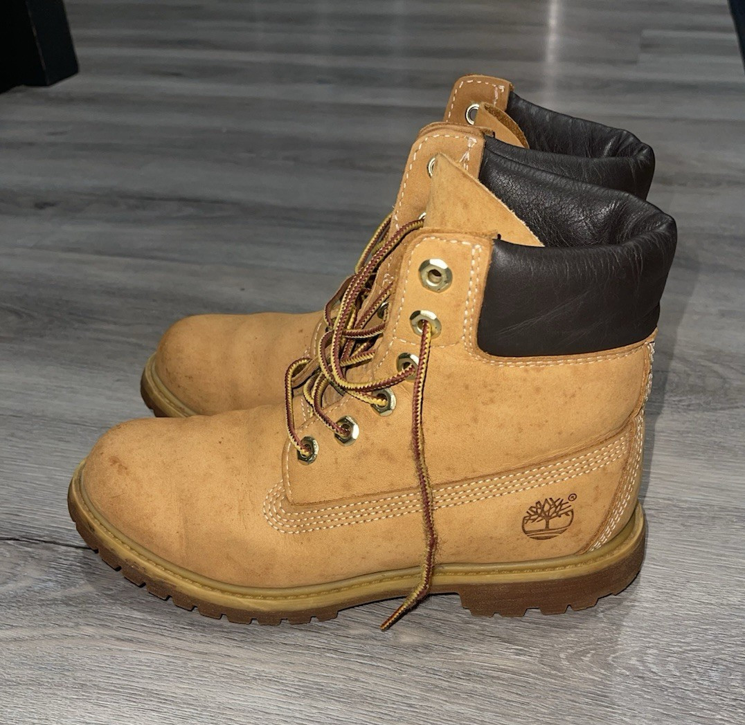 Timberland Women’s Beige Leather Lace-Up Ankle Work Boots 7.5 M 10361