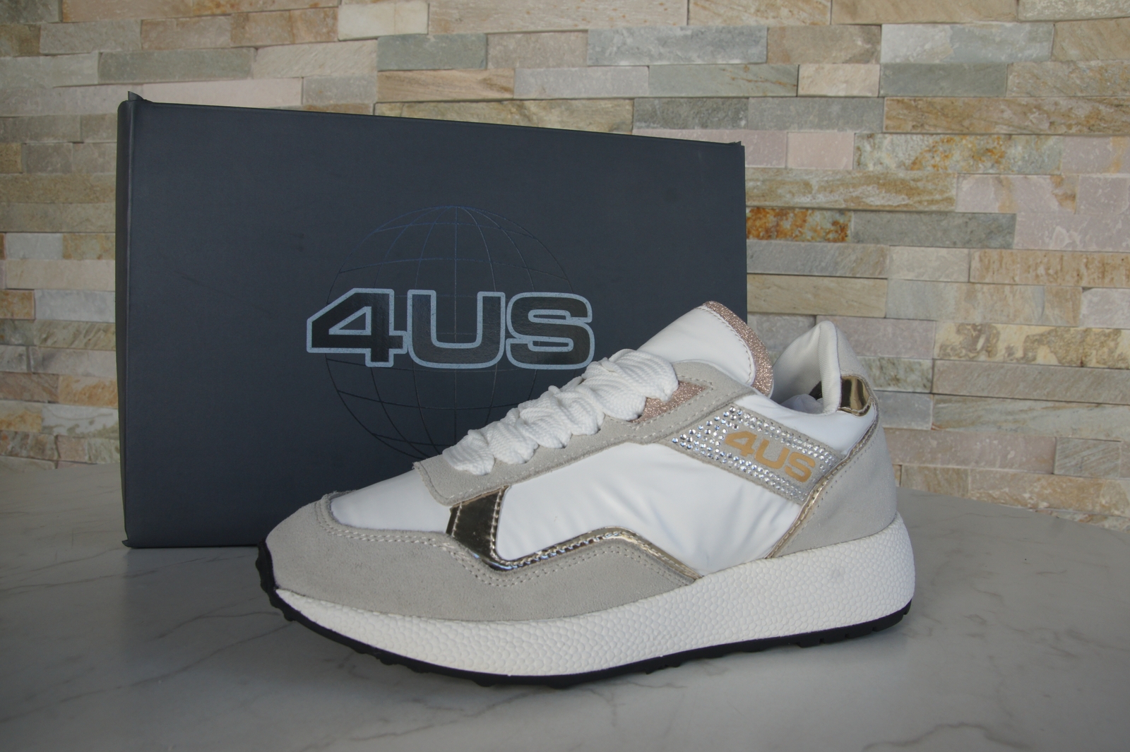 4US Cesare Paciotti Sneakers White Gold 35 36 37 38 39 40
