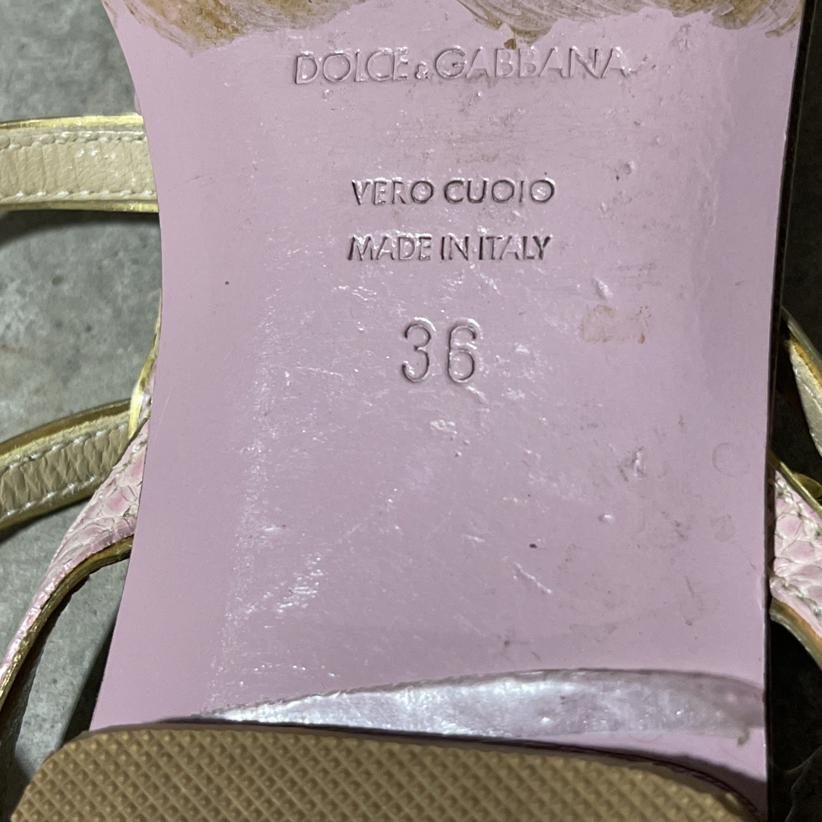 Dolce & Gabbana Pink Leather Crystal Thong T strap Flats Sandals US 5.5 6 IT 36