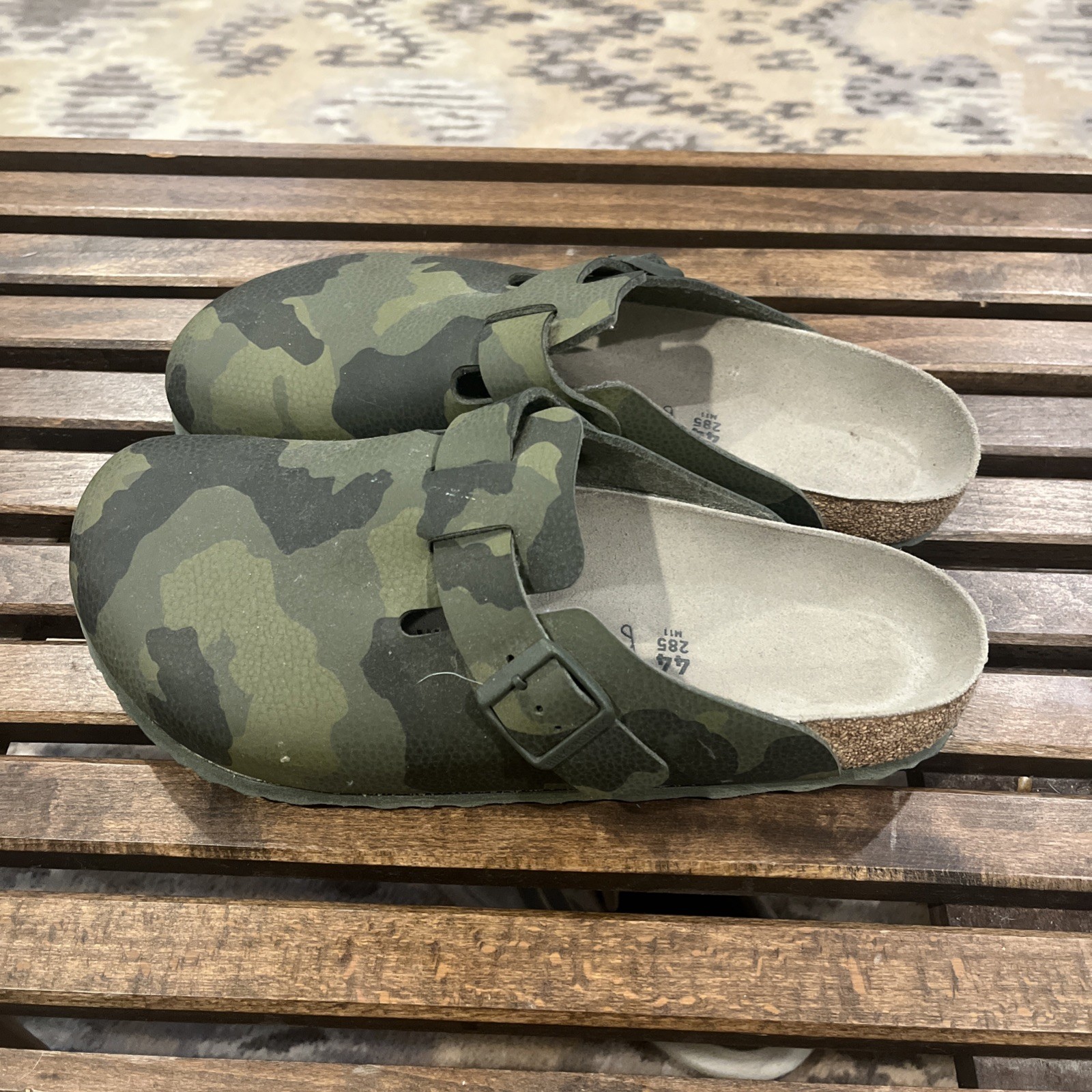 Birkenstock Boston Desert Soil Clogs Camo Green Birko-Flor Size 44 M11