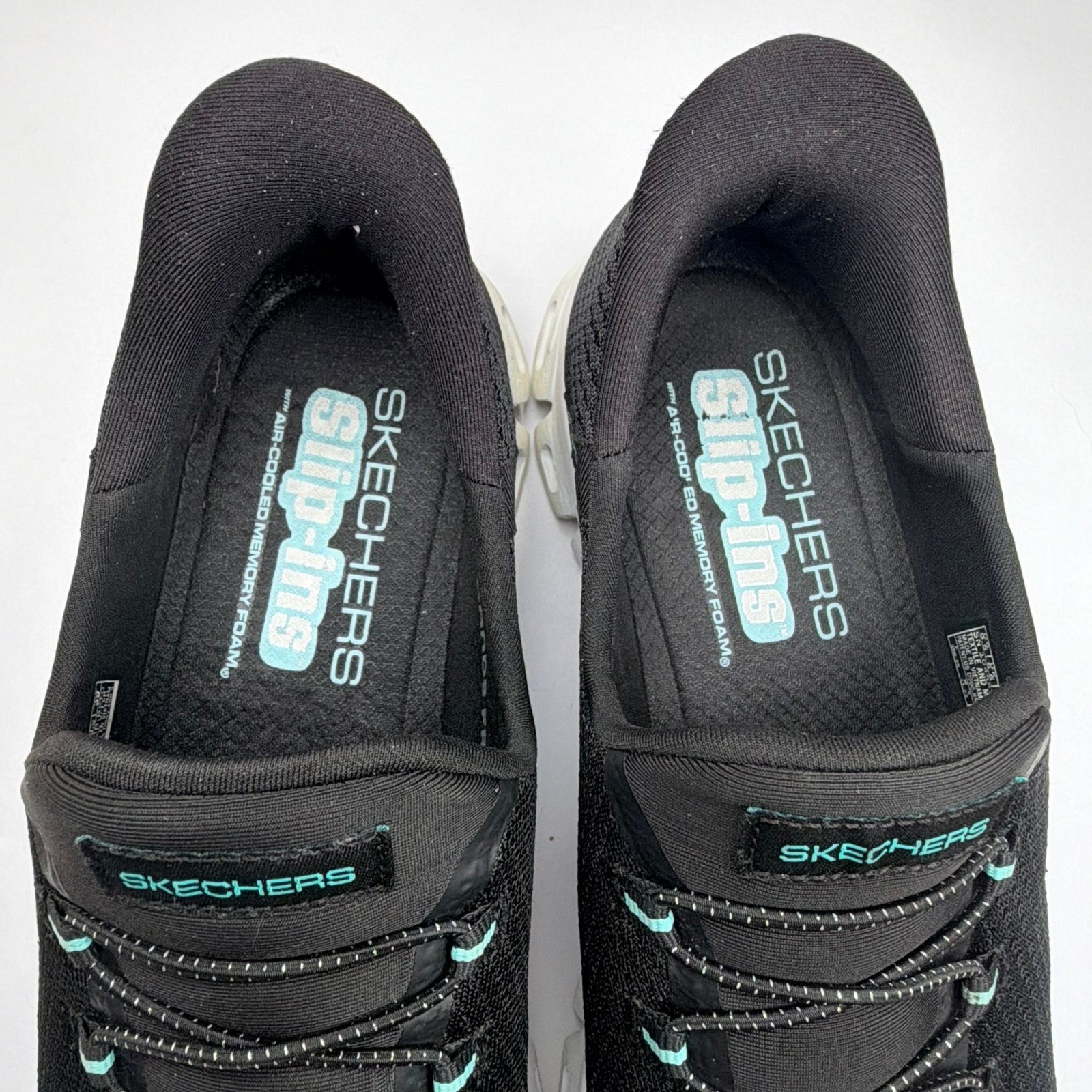 Skechers Slip-Ins Glide-Step Pursuit Sneakers Womens 9.5 Black Turquoise Walking