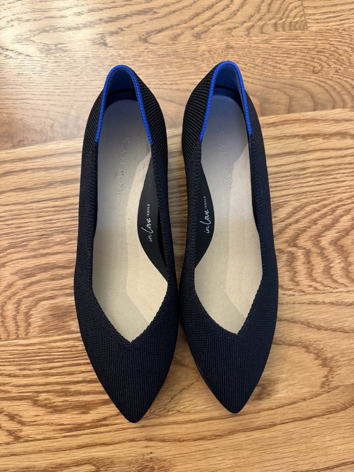 Rothy’s Point Toe Low Heels, Black, Size 7