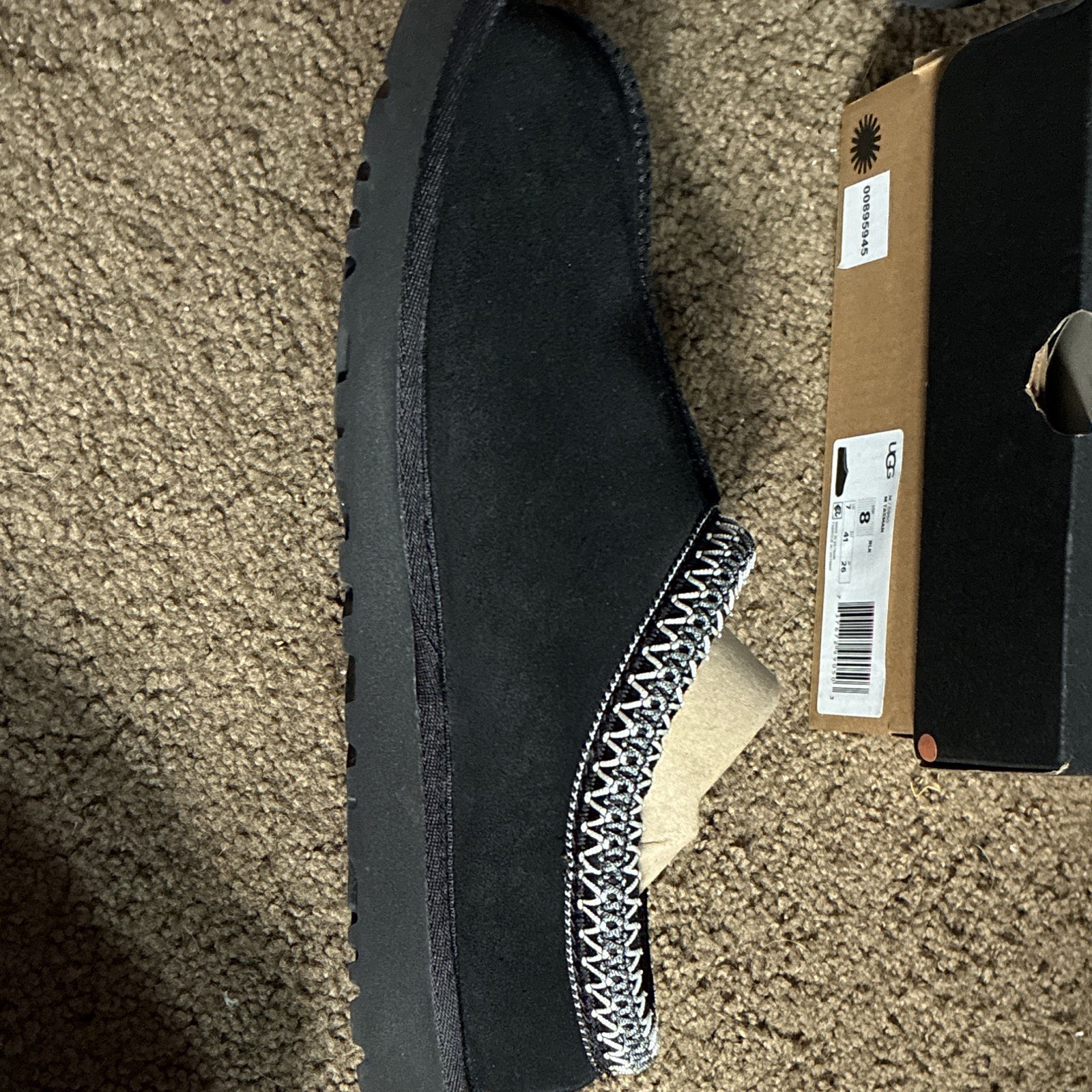 UGG Tasman Women’s Black Suede Slip-On Slippers Rubber Outsole Round Toe 8