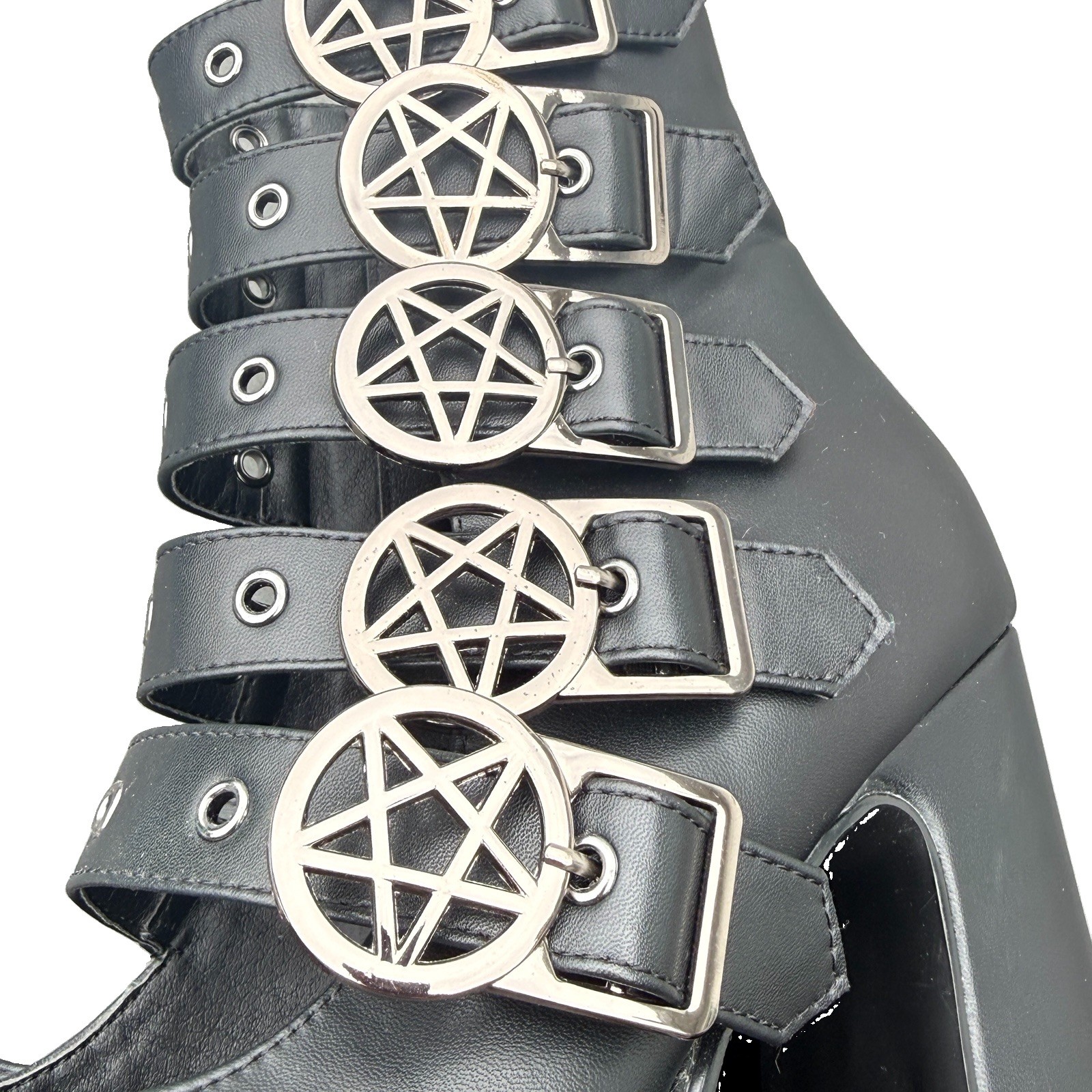 Sz 8 Kllstar Platform Heels Pentagram Buckles Witchy Goth Punk Shoes Boots