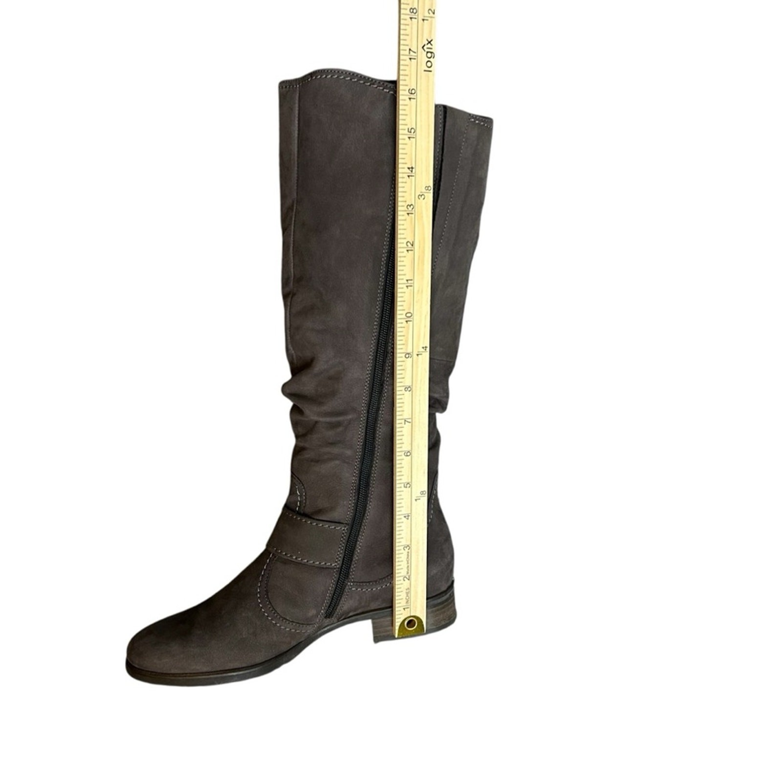 Gabor Nubuk Soft Tall Boots Grey (Brown) SZ 7.5 German Design Made in Portugal