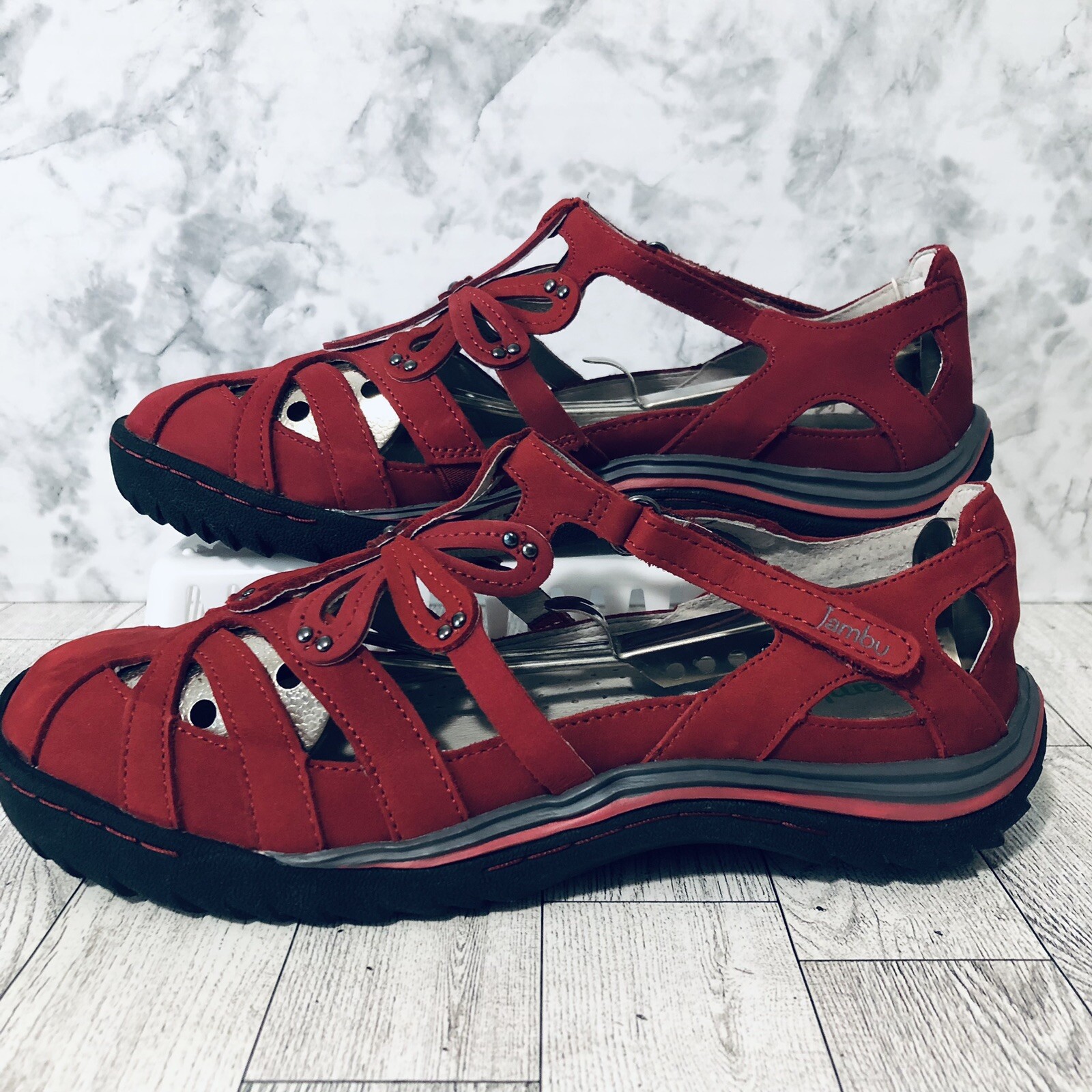 Jambu Abby Mary Jane Womens Shoes Size 8 Red Memory Foam Footbed