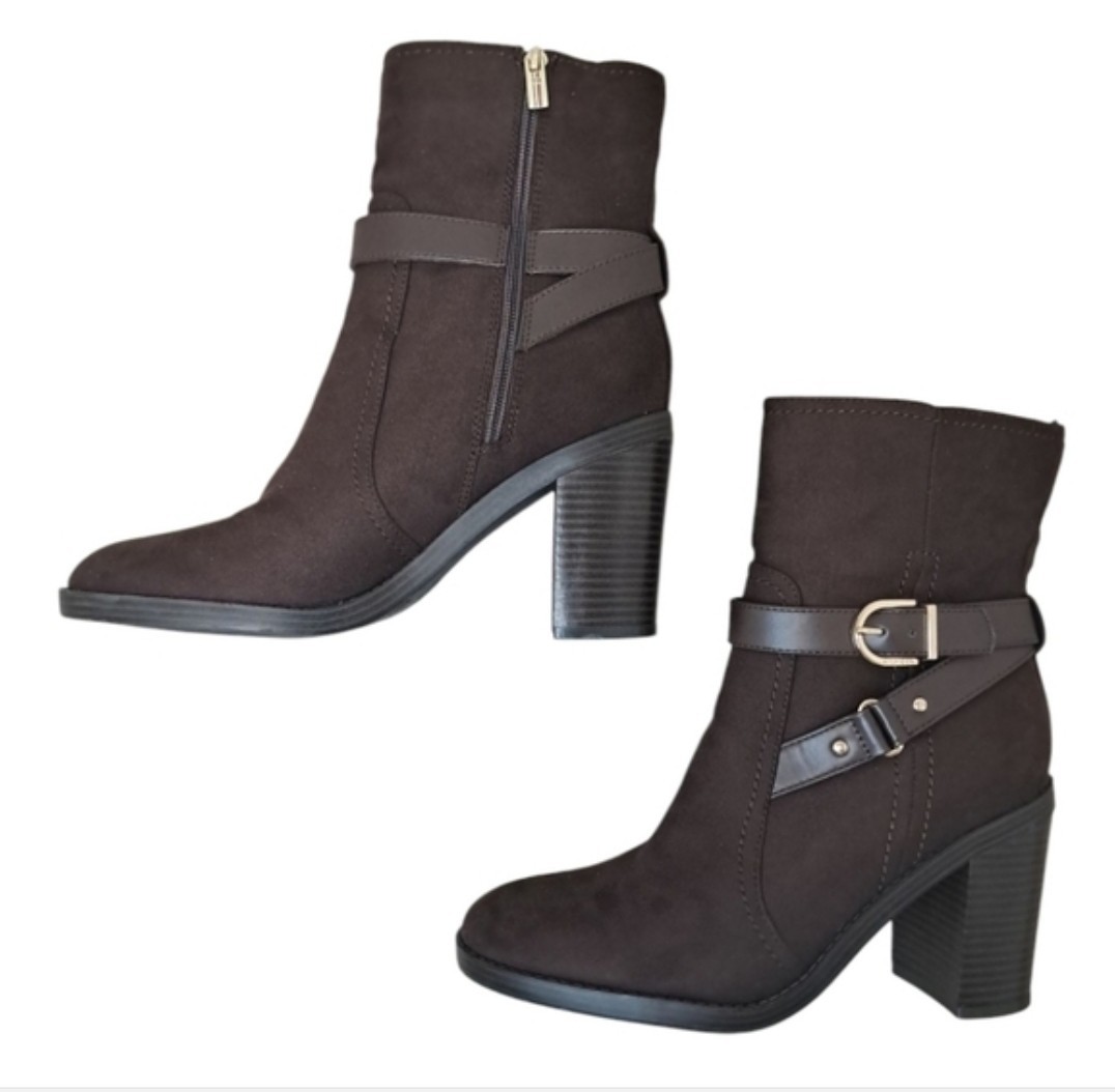 Tommy Hilfiger Owen 2 Brown Synthetic Ankle Boots Zip Buckle US 10 M