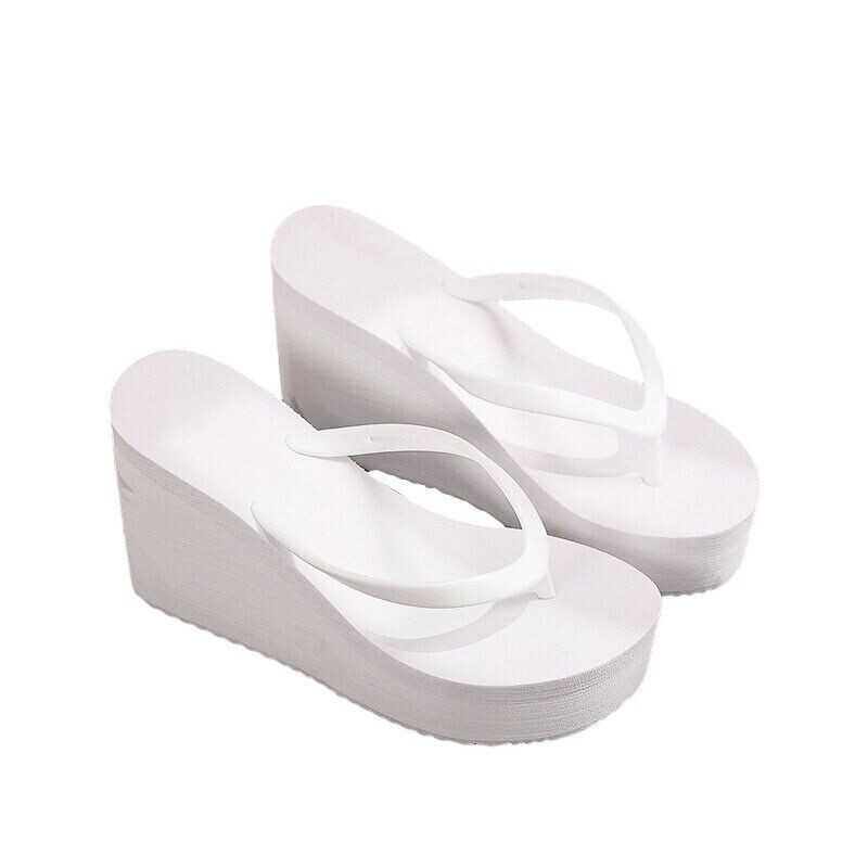Womens Wedges Flip Flops Summer High Heels Sandals Platform Slippers Solid Shoes