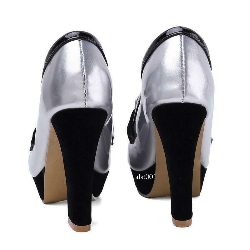 Women’s Platform Plus Size Pointed Chunky Block Heeled Pumps Shoes Party