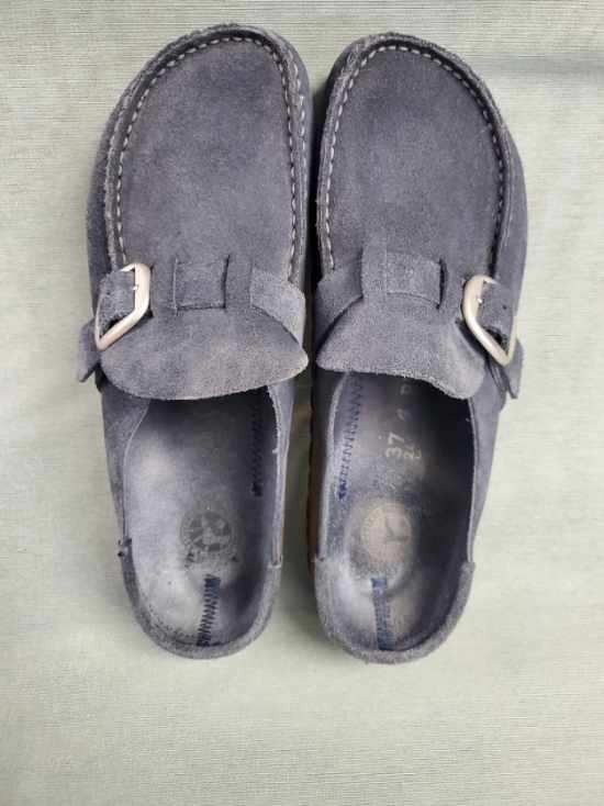 Birkenstock Buckley Suede Moccasin Clogs Bluish Greyish Mules EU 37 US 6-6.5