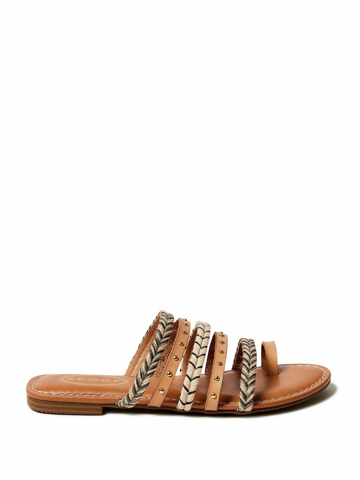Scoop Women’s Studded Strappy Slide Sandal Size 7 Natural –336-