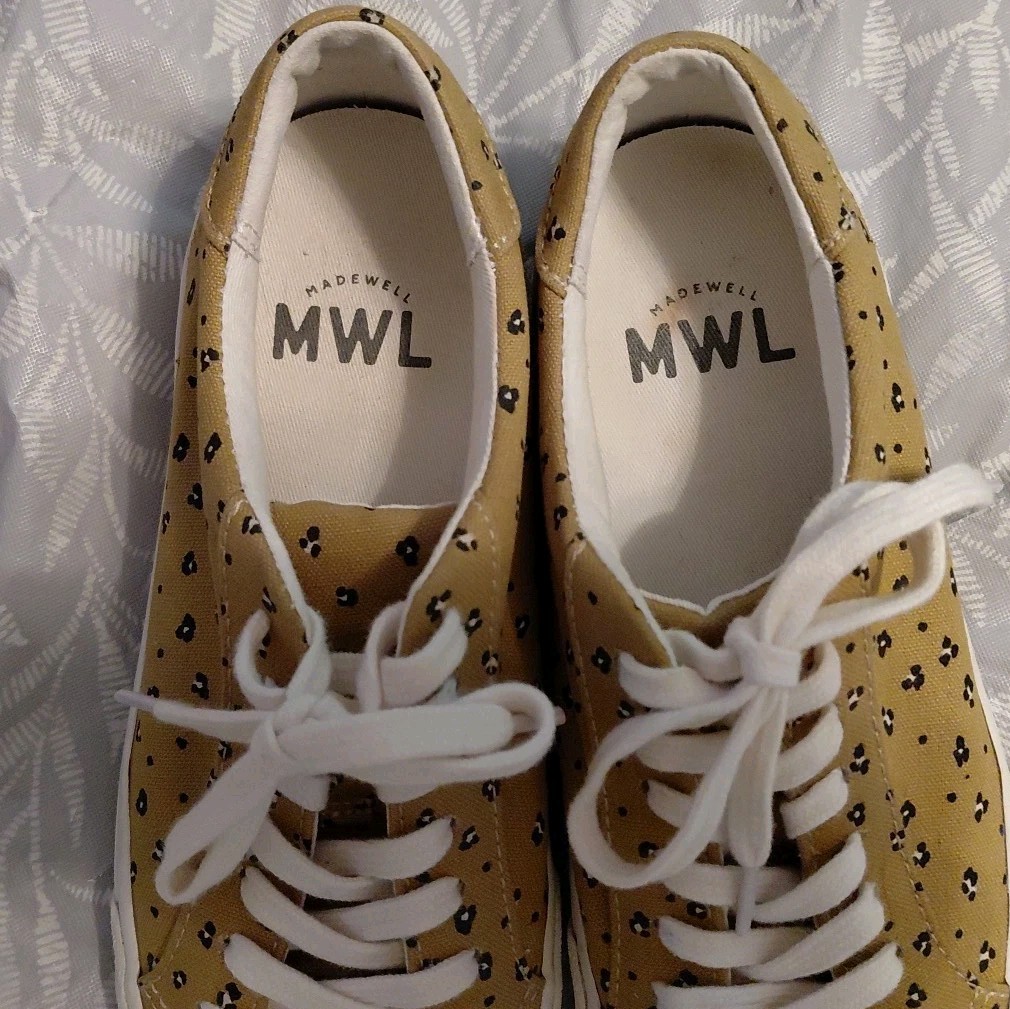 MWL /Madewell Sidewalk Low Top Sneakers Mini Leopard Print Size 6.5, Excellent