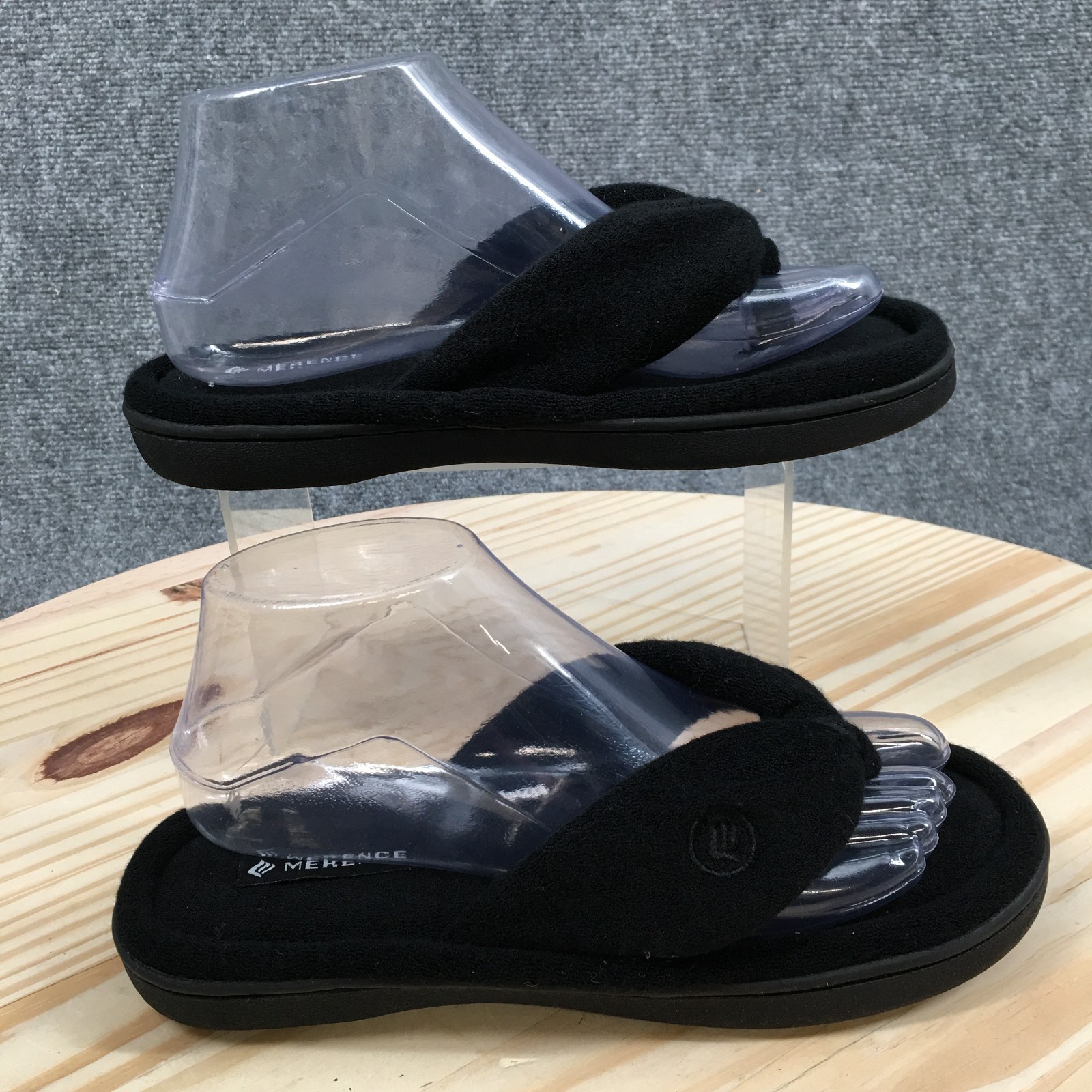 Merence Slippers Womens 7-8 Thong Toe-Post Comfort Casual Low Top Black NEW
