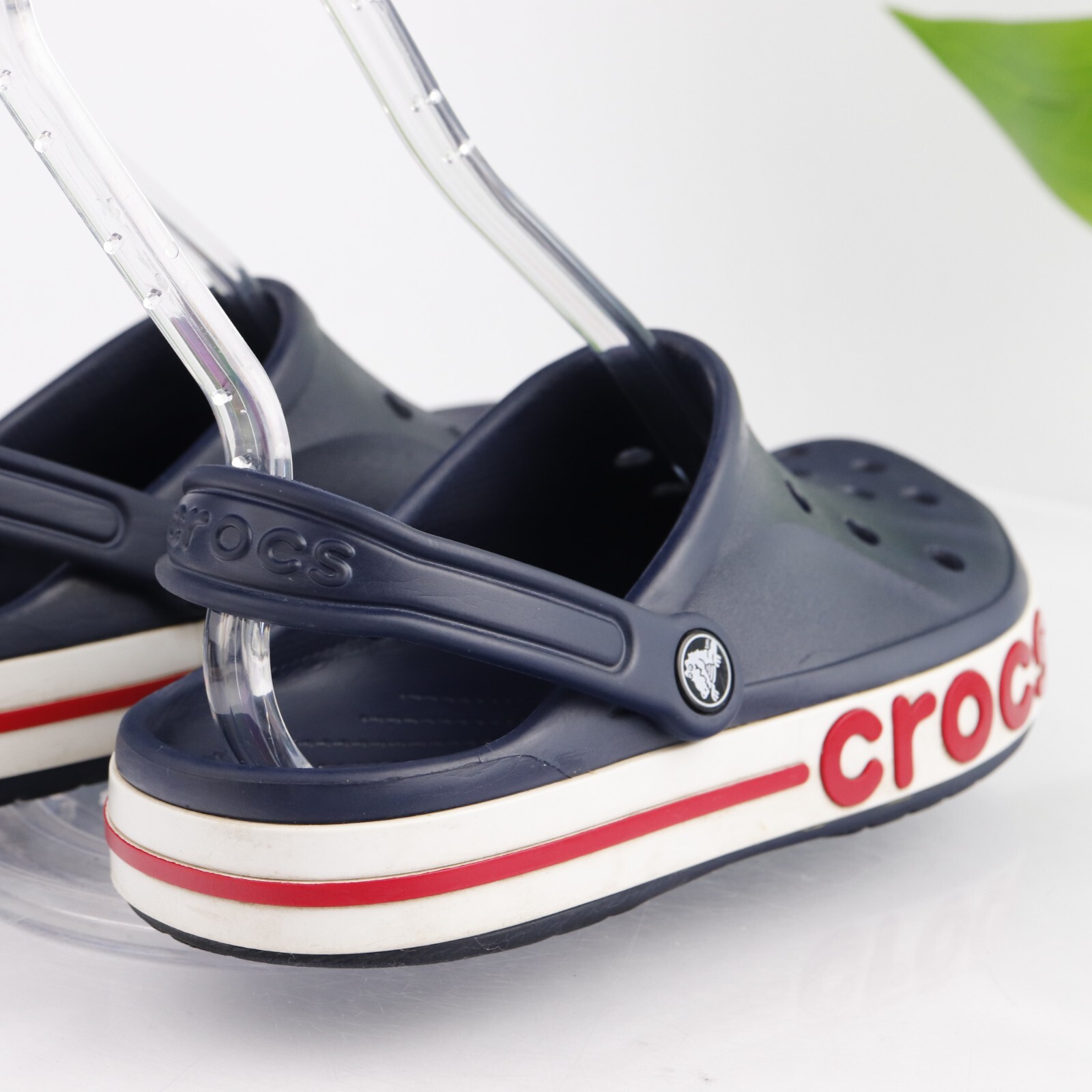 Crocs Womens Bayaband Clog Size 8 Navy Blue Rubber Slingback Logo Shoe Casual