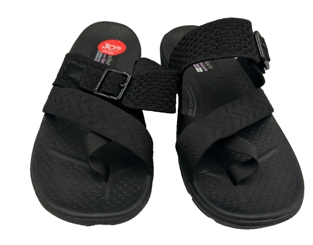 Skechers Women’s Reggae Cup Coffee Date Slip On Sandals Black Size:9.5 78i