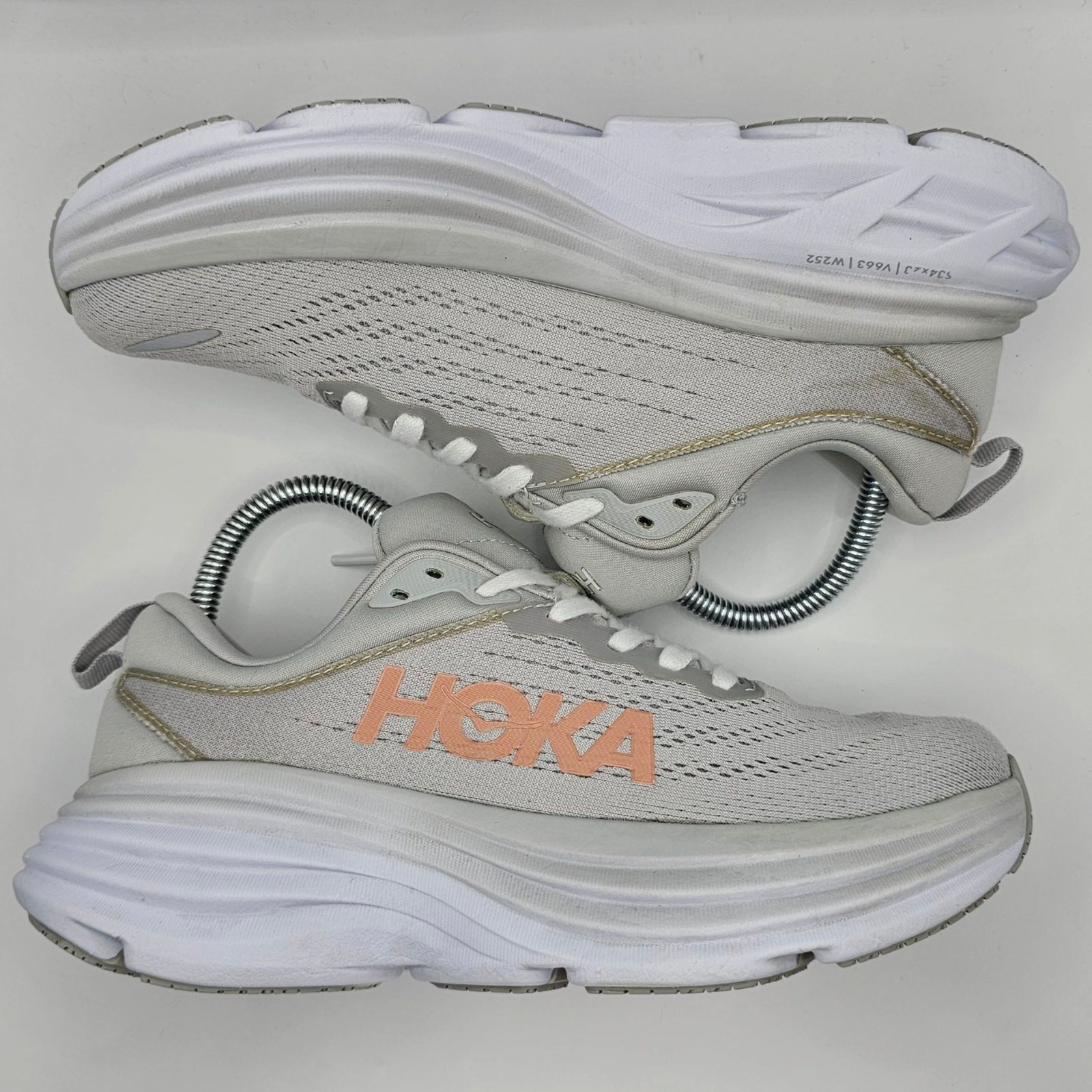 Hoka One One Bondi 8 Harbor Mist Lunar Rock Womens 6.5B UK 5 Running Shoes Grey