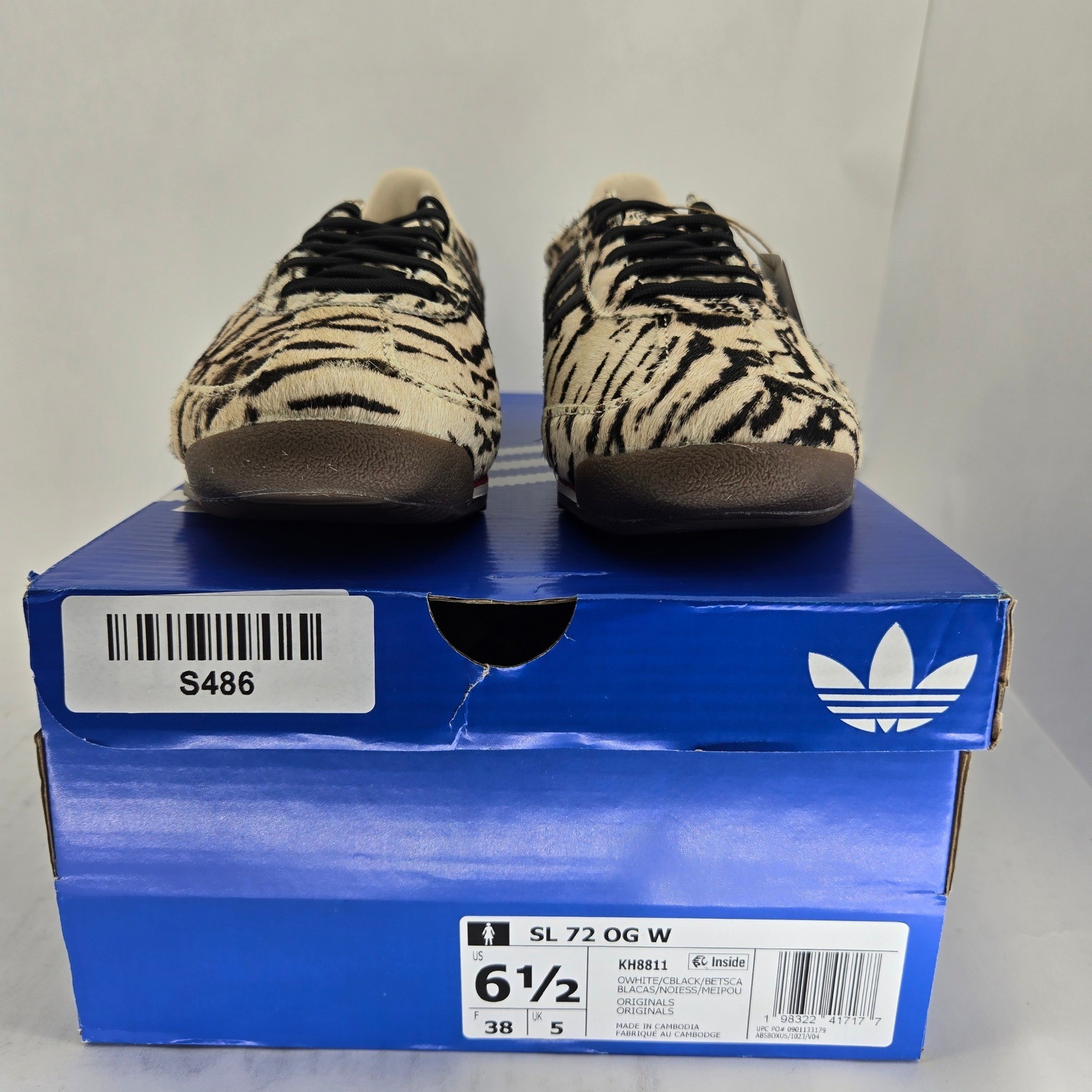 adidas SL 72 OG W Zebra Animal Print Pony Hair Sneakers KH8811 Womens 6.5