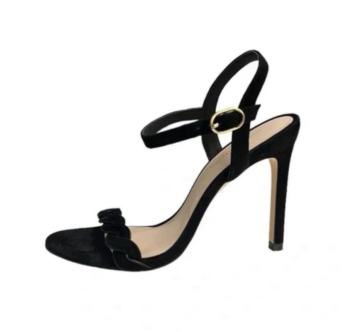 Stuart Weitzman Black Dancer Twistie 100 Suede Sandals Size 7.5