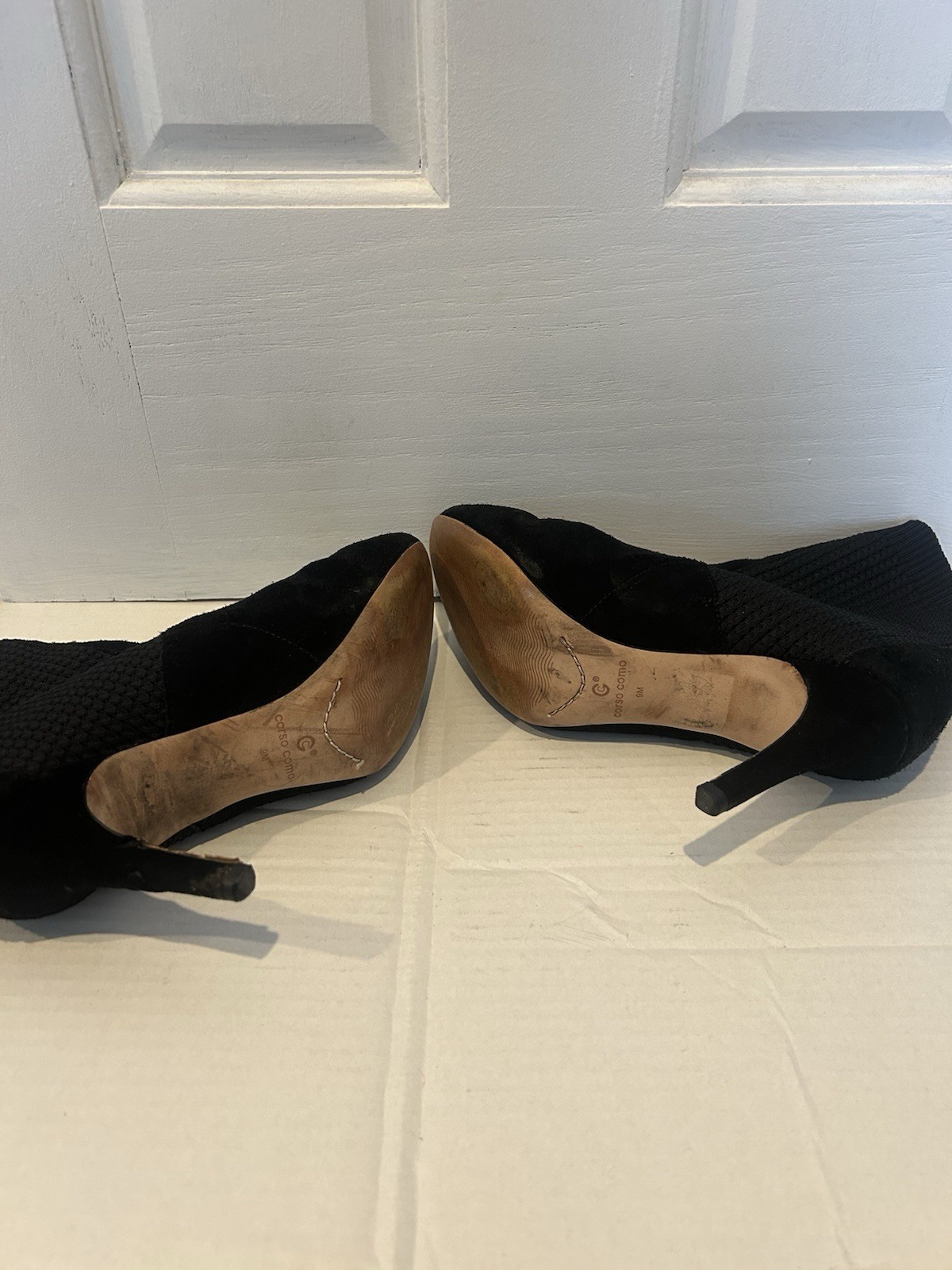 Corso Como Women’s Black Knit Sock Ankle Boots Round Toe Pull On Stretch US 9