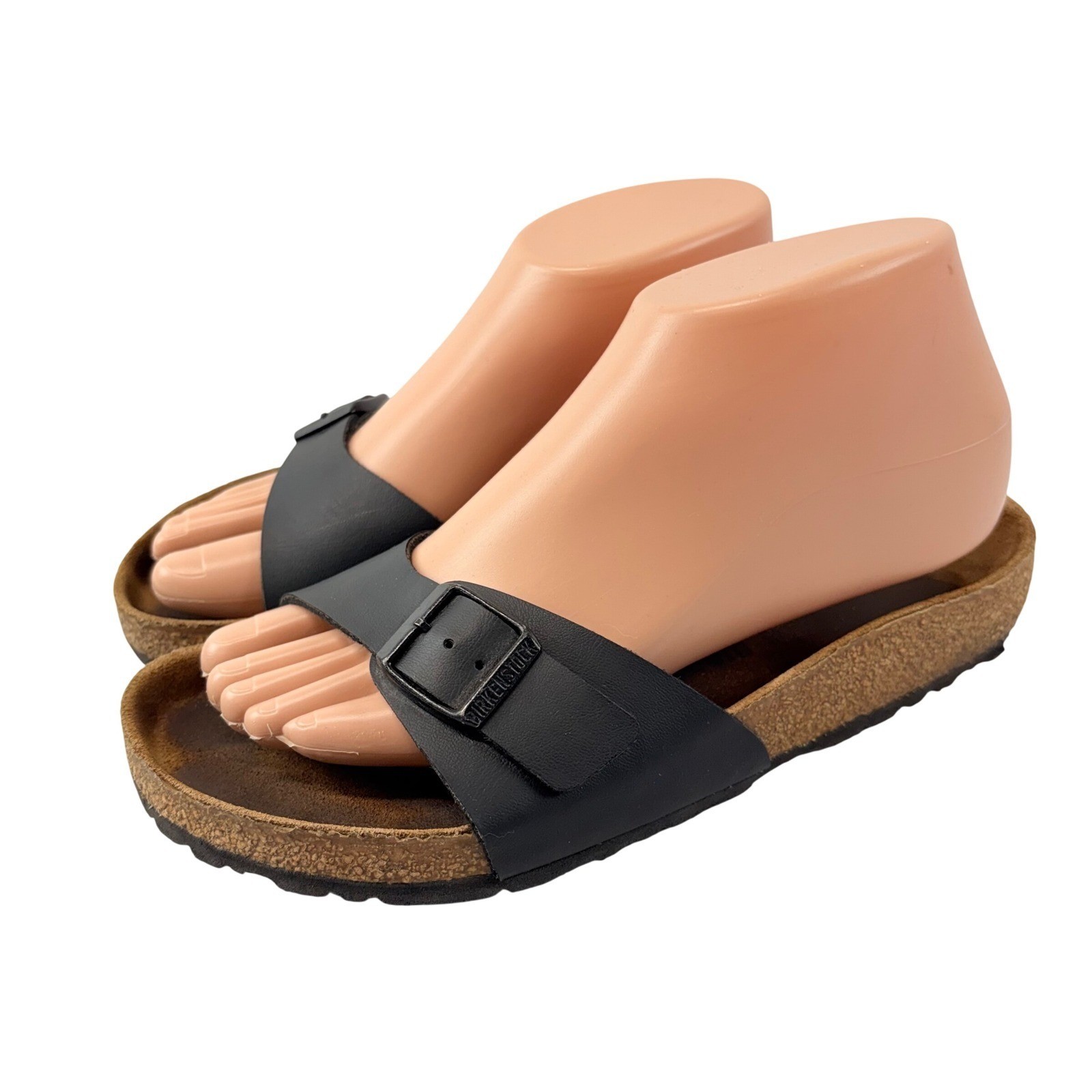 Birkenstock Madrid Sandals Women 37 6 6.5 Black Birko-Flor Slide Regular/Wide