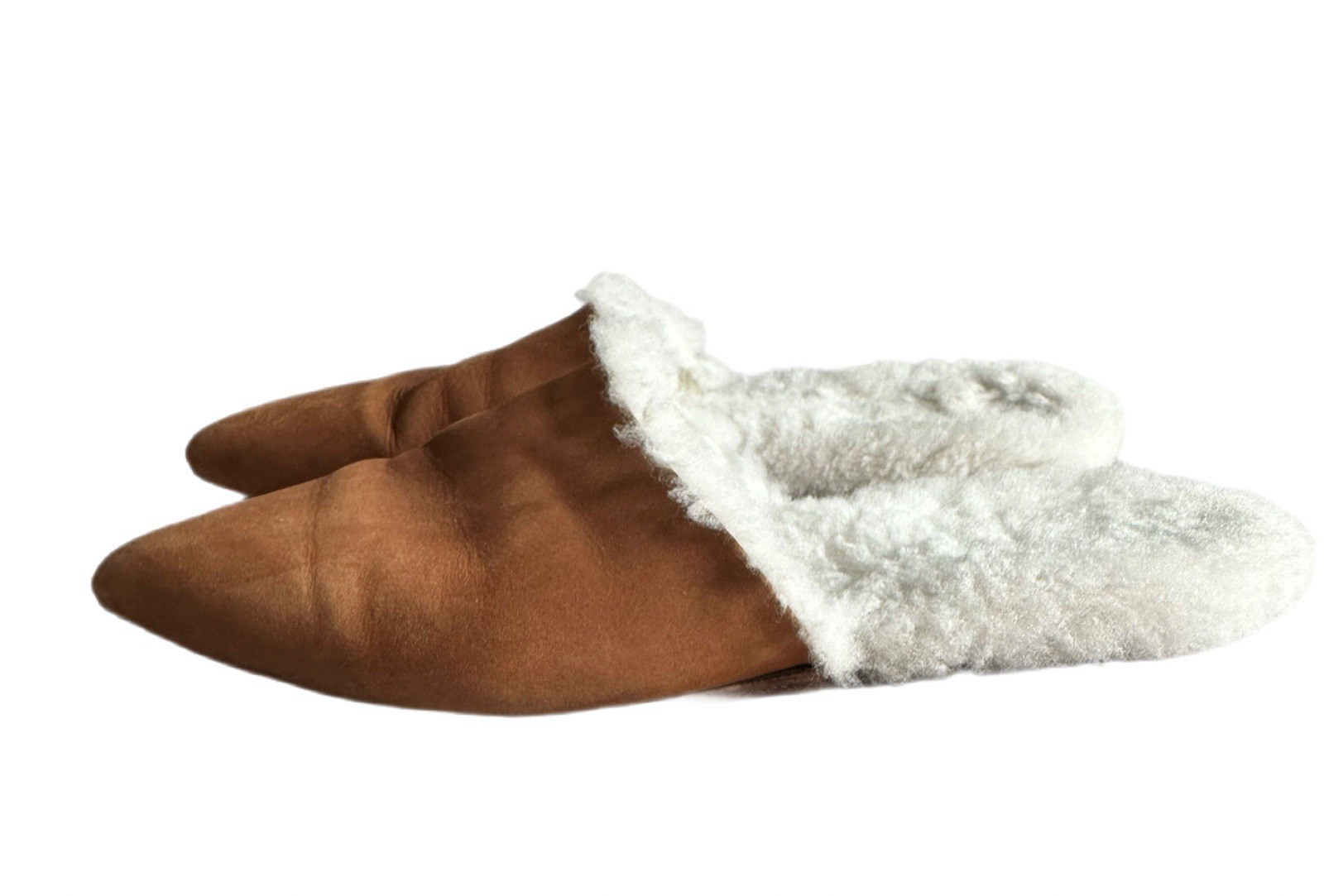 Jenni Kayne Shearling Mule Natural Suede Pointed Toe Flats Size 8