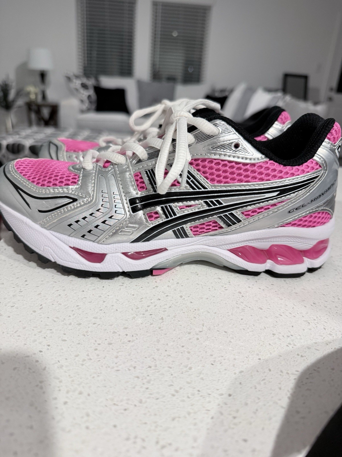 ASICS GEL-Kayano 14 Women’s Mesh Low Top Sneakers Pink Silver Black White