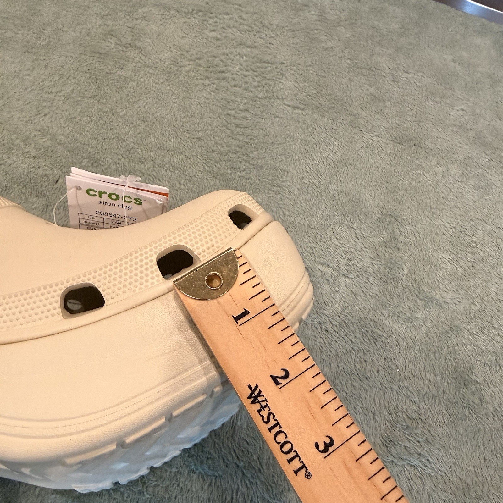 Crocs Siren Clog Platform Block High Heels Bone/Biege Slip On Women 11, Men 9