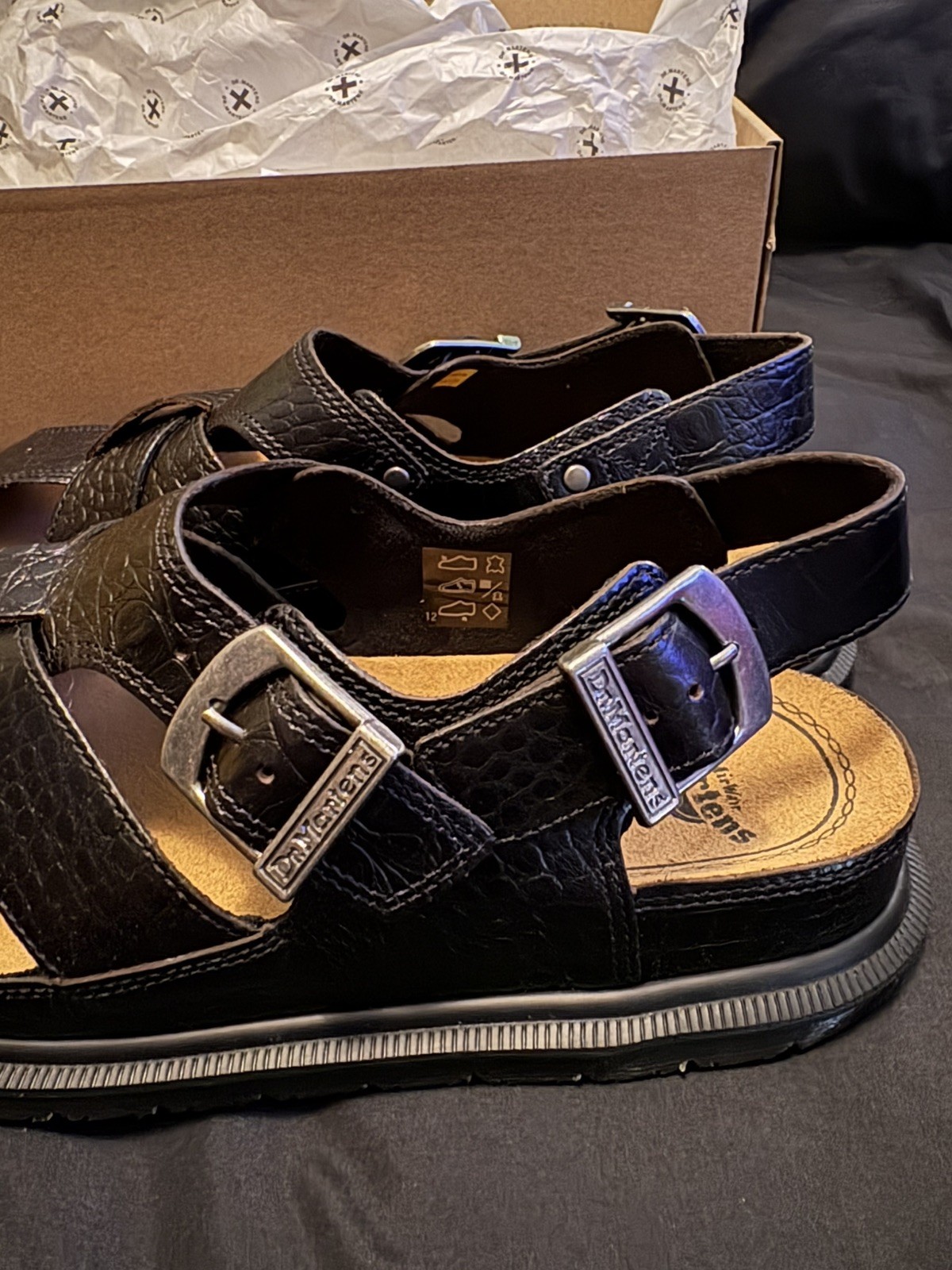 Dr. Martens Archive Sandal Fisherman Crocodile Analine Leather Brown EU 42 US 10