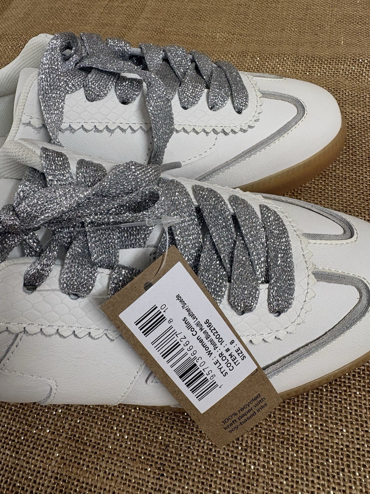NWT TOMS Collins White Leather & Suede Sneakers | Women’s Size 8