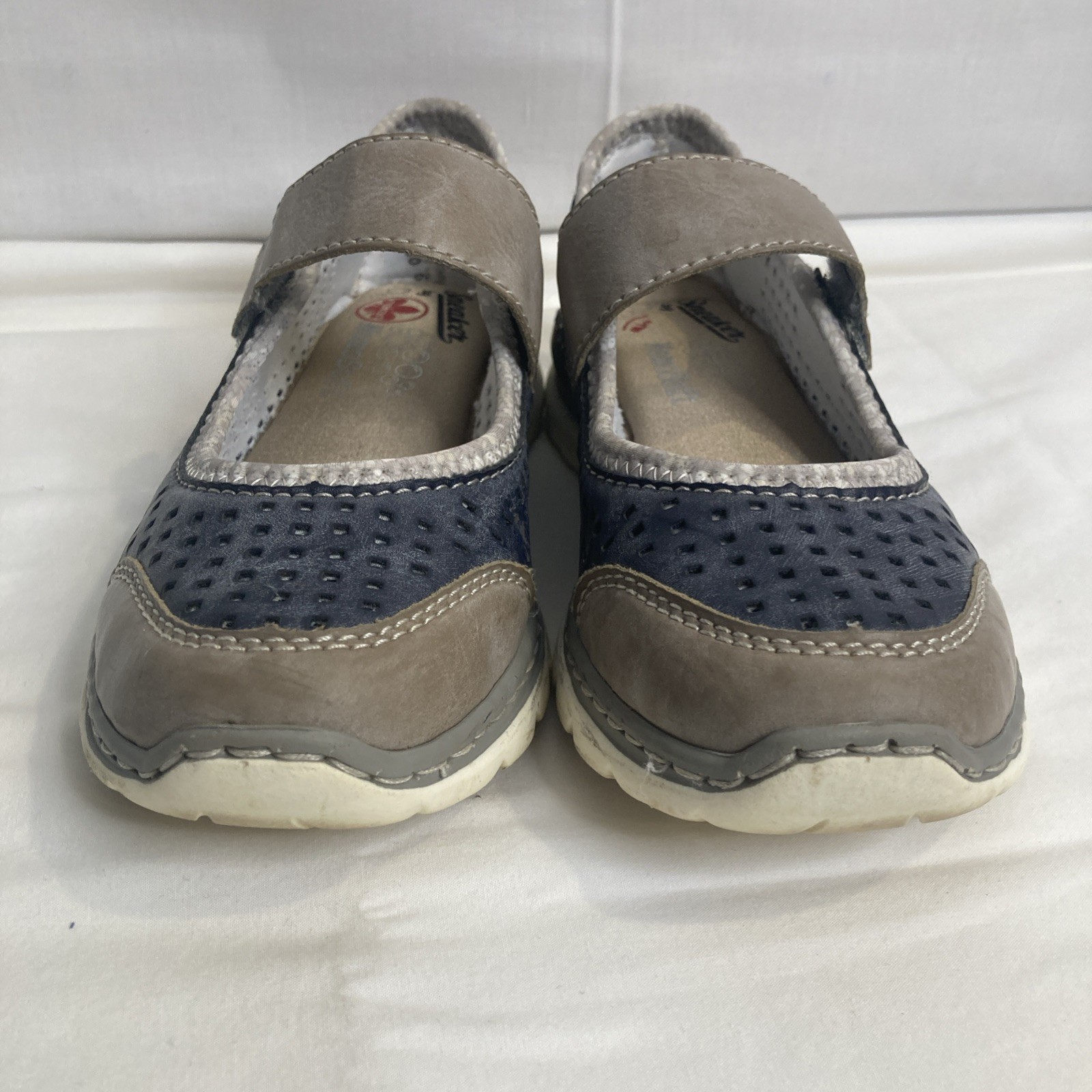 Rieker Womens Nikita Mary Jane Shoe Memosoft 6.5 EU 37 Taupe Slate Sneaker