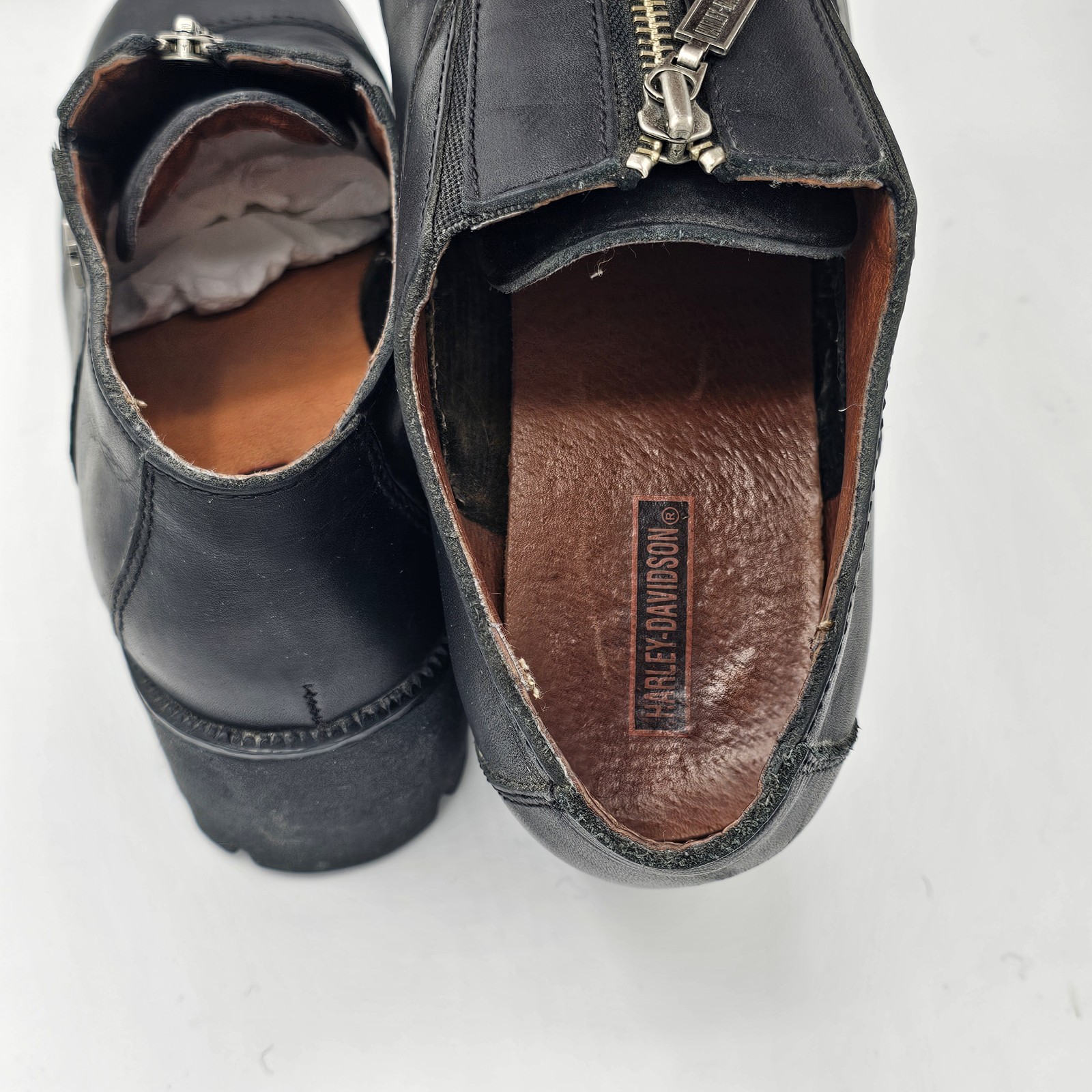 Harley-Davidson Women’s 9 Clog Black Leather Chunky Heel Biker Shoes Alternator