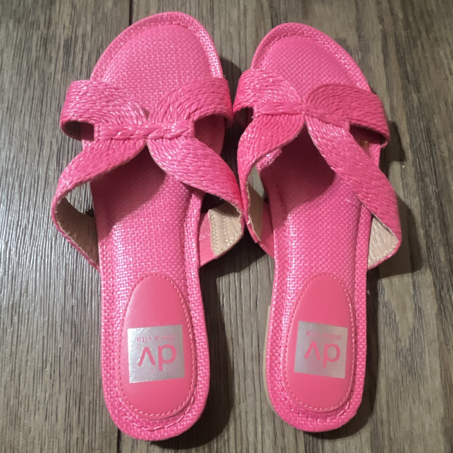 Dolce Vita Women’s Pink Woven Textile Braided Strap Slide Sandals SlipOn US10-11