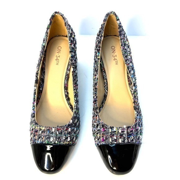 On 34th Tilly Cap-Toe Block-Heel Pumps, Multi Color Size 8.5 M NWT/BOX