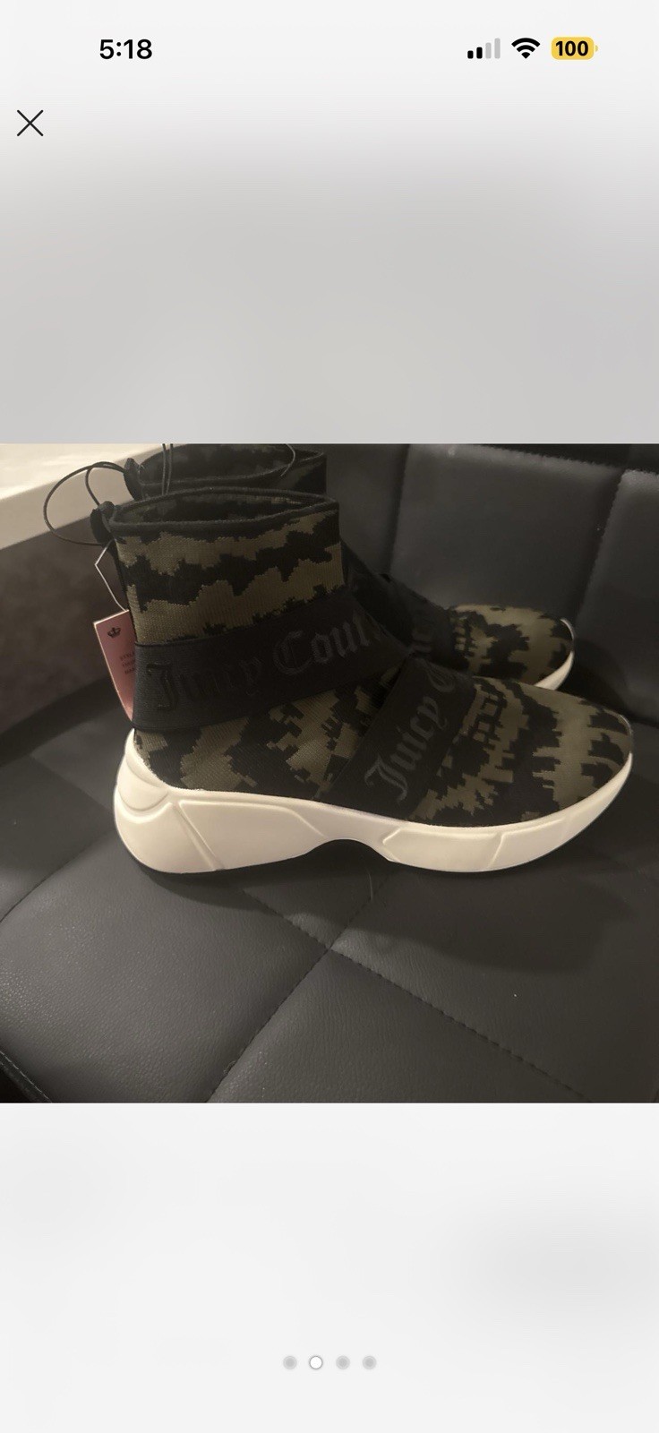 NEW Juicy Couture Knit High Top Sneaker Booties Shoe Black & Green Tie Dye Women