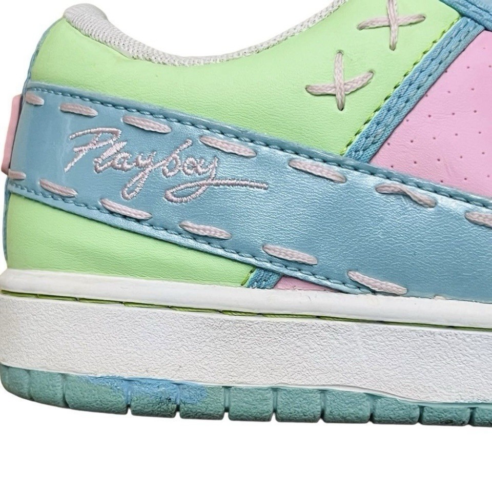 Playboy Rare Vintage 90s Sneakers Green Pink Blue Candy Stitches/Detail Logo 8.5