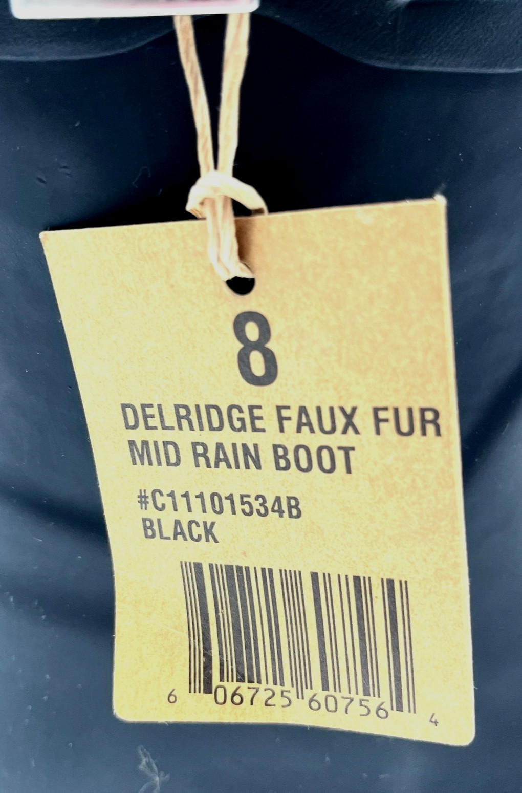 Chooka Women’s Black Delridge Fleece Lined Mid Rain Boots Size 8 No Box