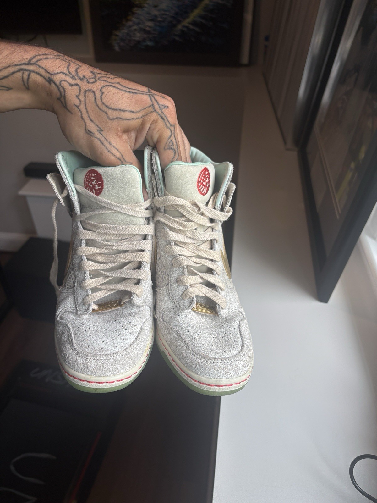 ‘Year of the Horse’ Nike Sky-Hi Dunk *rare* worn 2x – sea foam, grey, gold