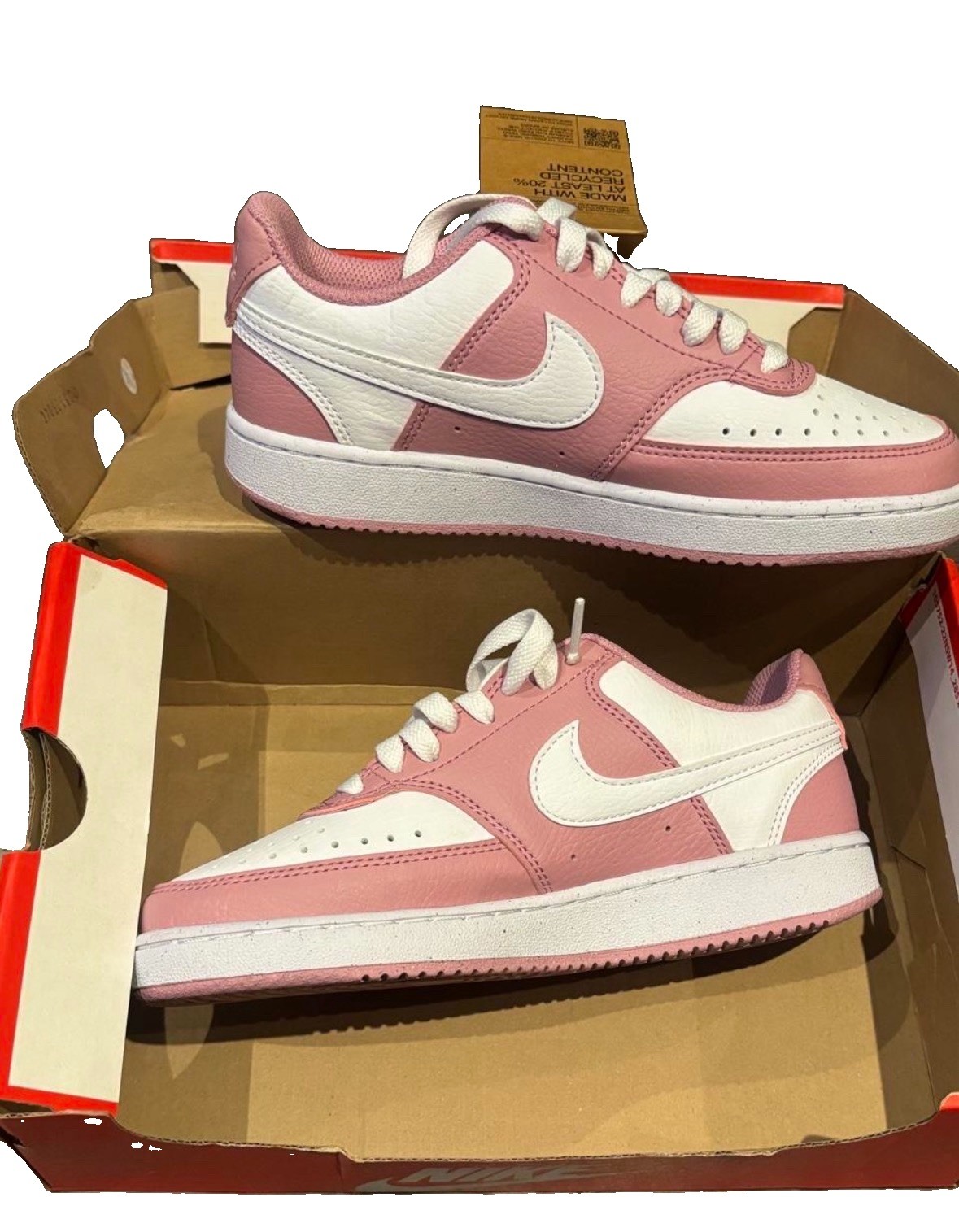 NEW Nike Court Vision Low NN Pink & White Sneakers Women’s Size 5 w/ Box