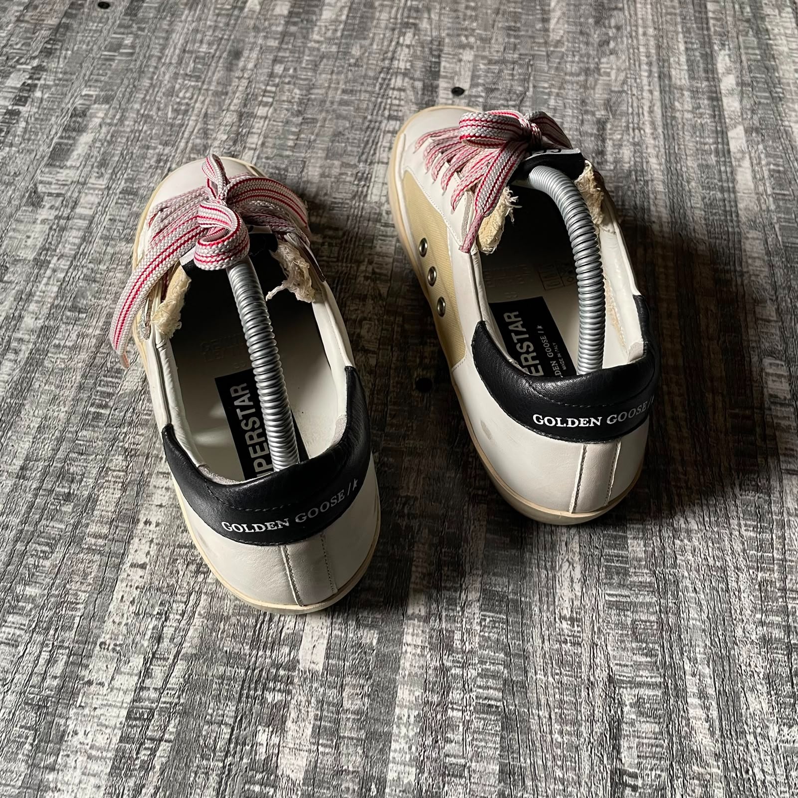GOLDEN GOOSE SUPERSTAR WHITE LEATHER GLITTER STAR LOW TOP SNEAKERS SIZE EU 38