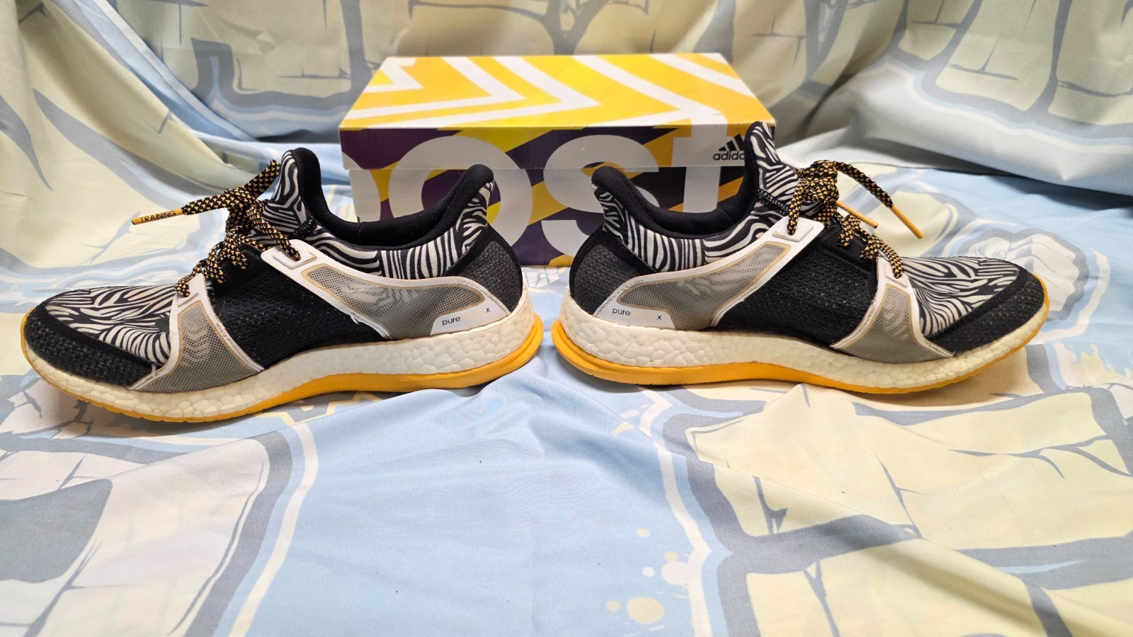 Adidas Performance Pure Boost X TR W Sneaker Shoes Zebra Pattern Yellow White 7
