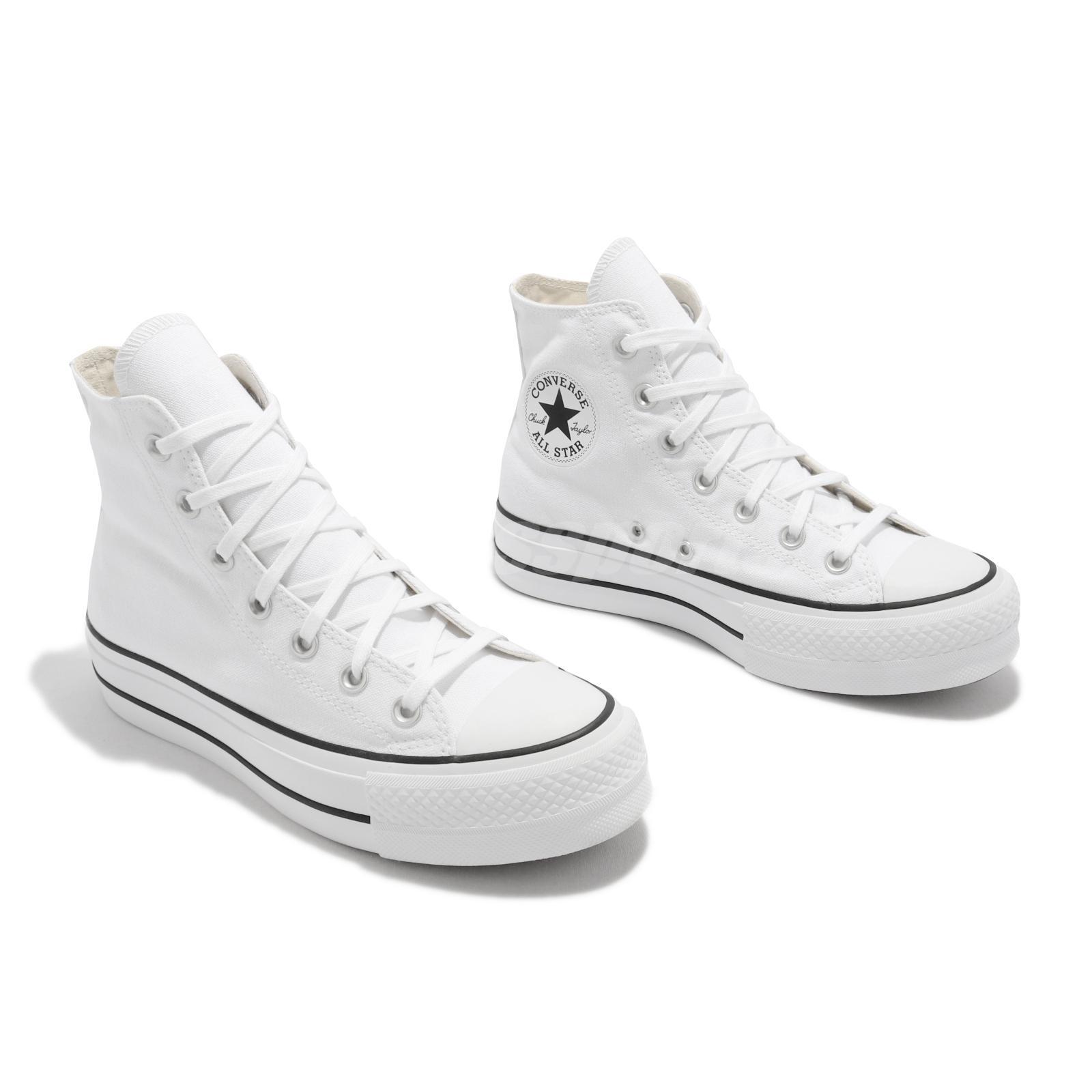 Converse Chuck Taylor All Star Lift Hi White Black Platform Women Shoes 560846C