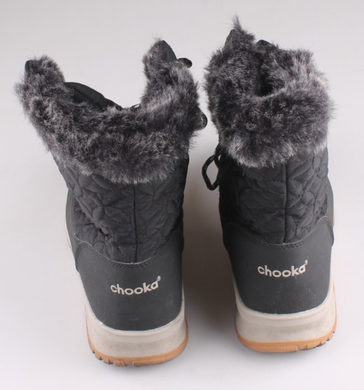 Chooka Belltown Mid Faux Fur Insulated Winter Boots Black Size 9 EUC In Box