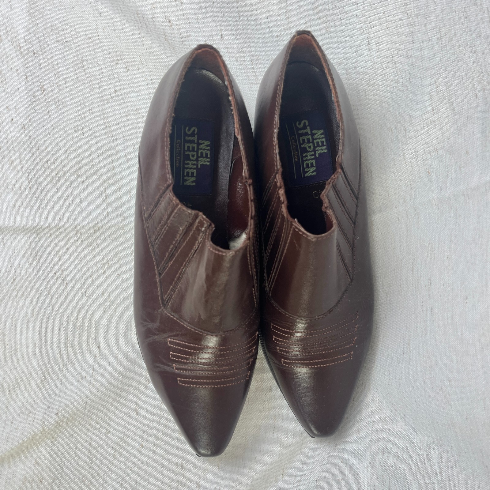 VTG 90s Neil Stephen Western Cowboy Ankle Boots Sz 8.5 Leather Pointed Toe