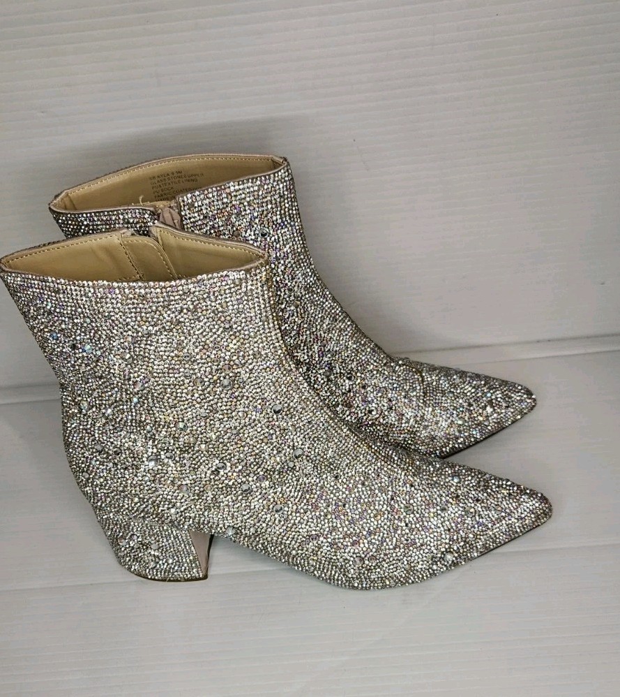 Betsey Johnson Women’s Cady Ankle Boot, Rhinestone, 9.6