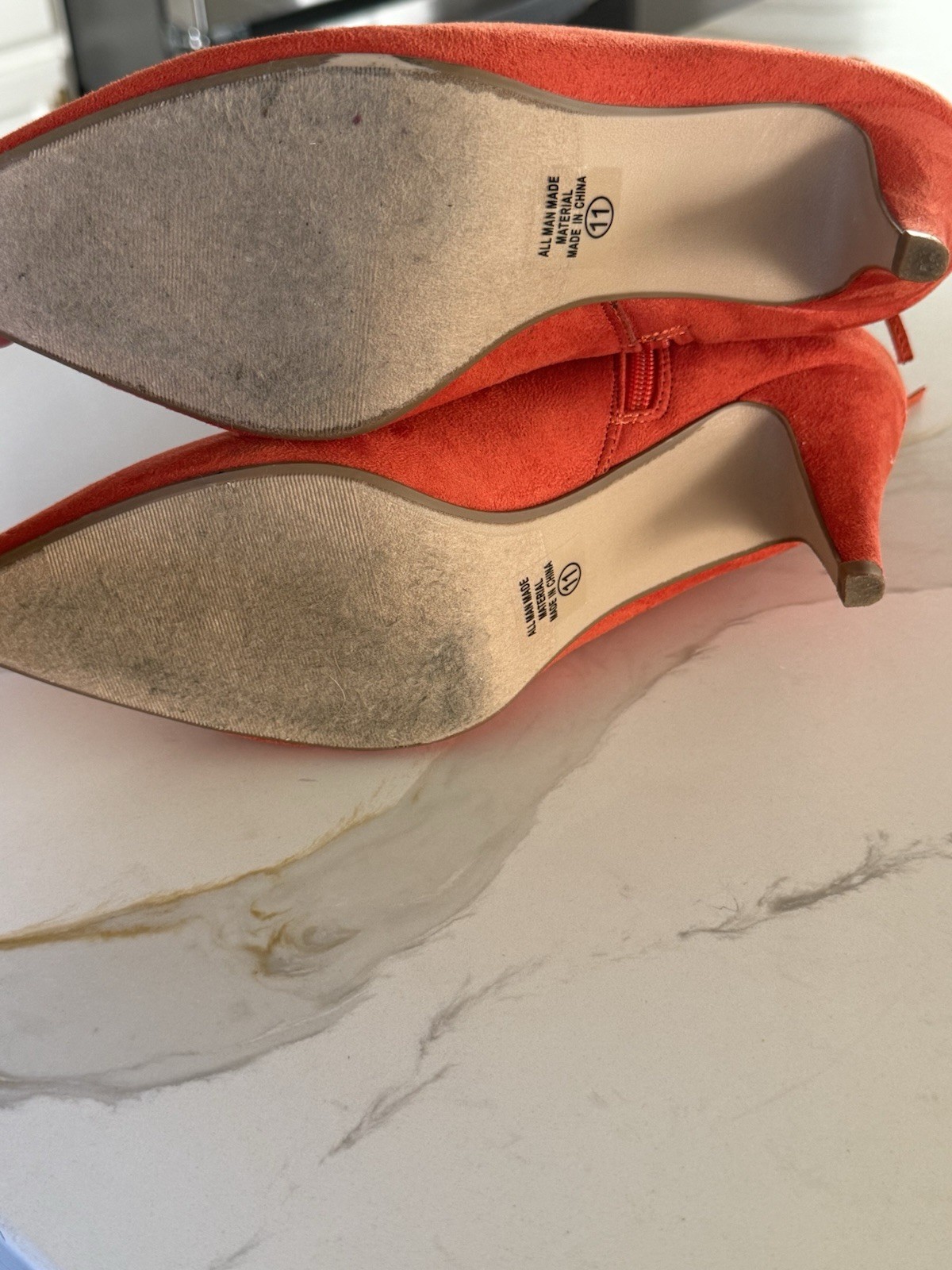 Burnt Orange Booties, Preowed-excellent Condition, Size 11.