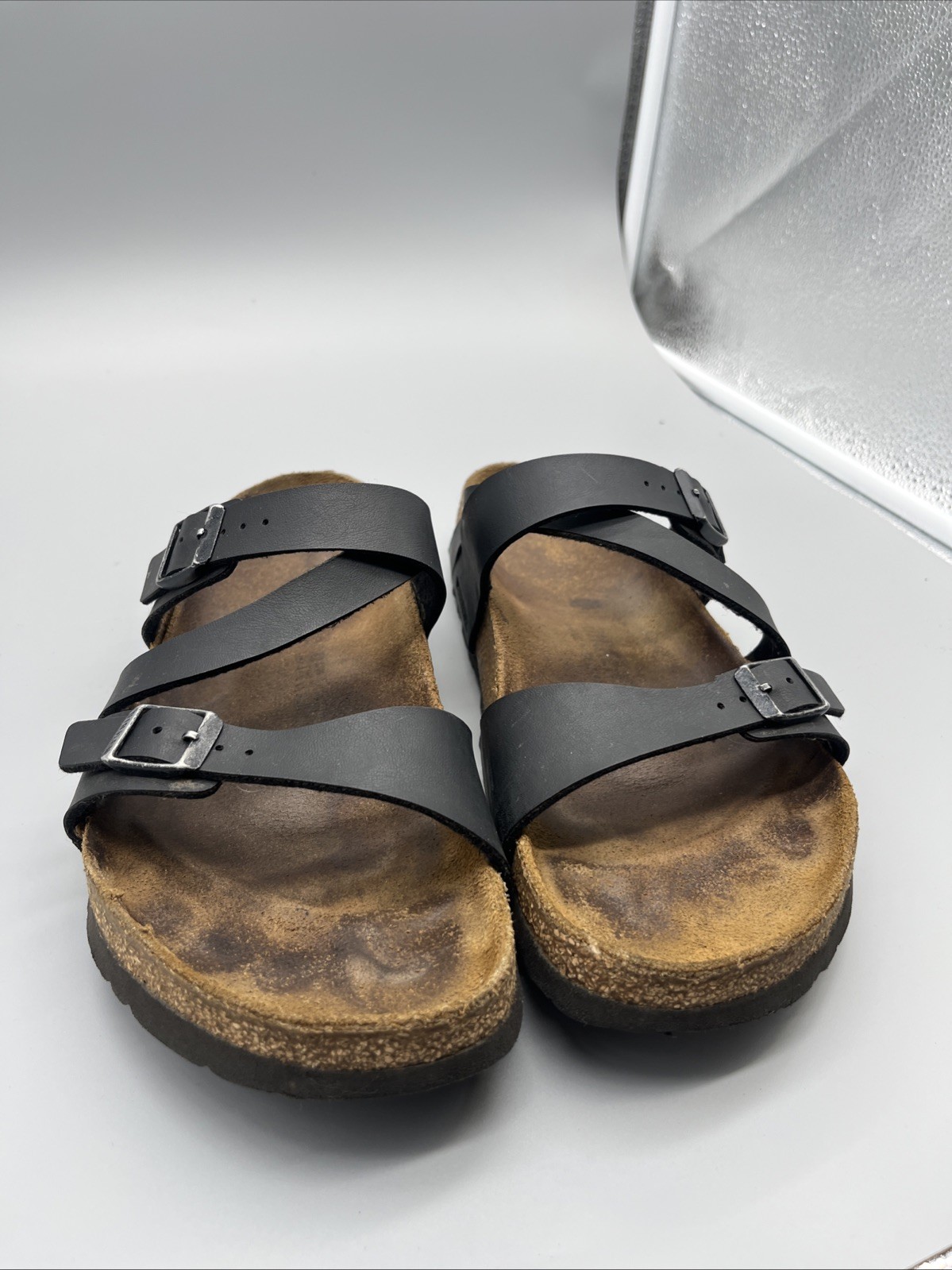 Birkenstock Size 40 Salina Black Leather Three Straps Sandals See Description