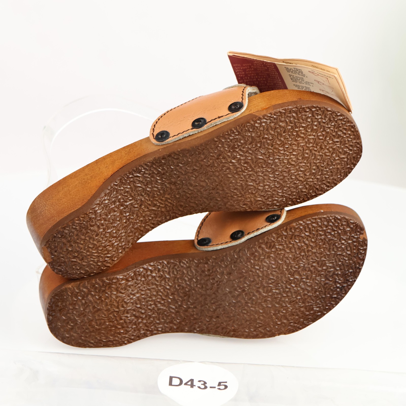 VTG Dr Scholl Womens Original Exercise Sandals Size 6 Brown Clog Wooden Sole 70s