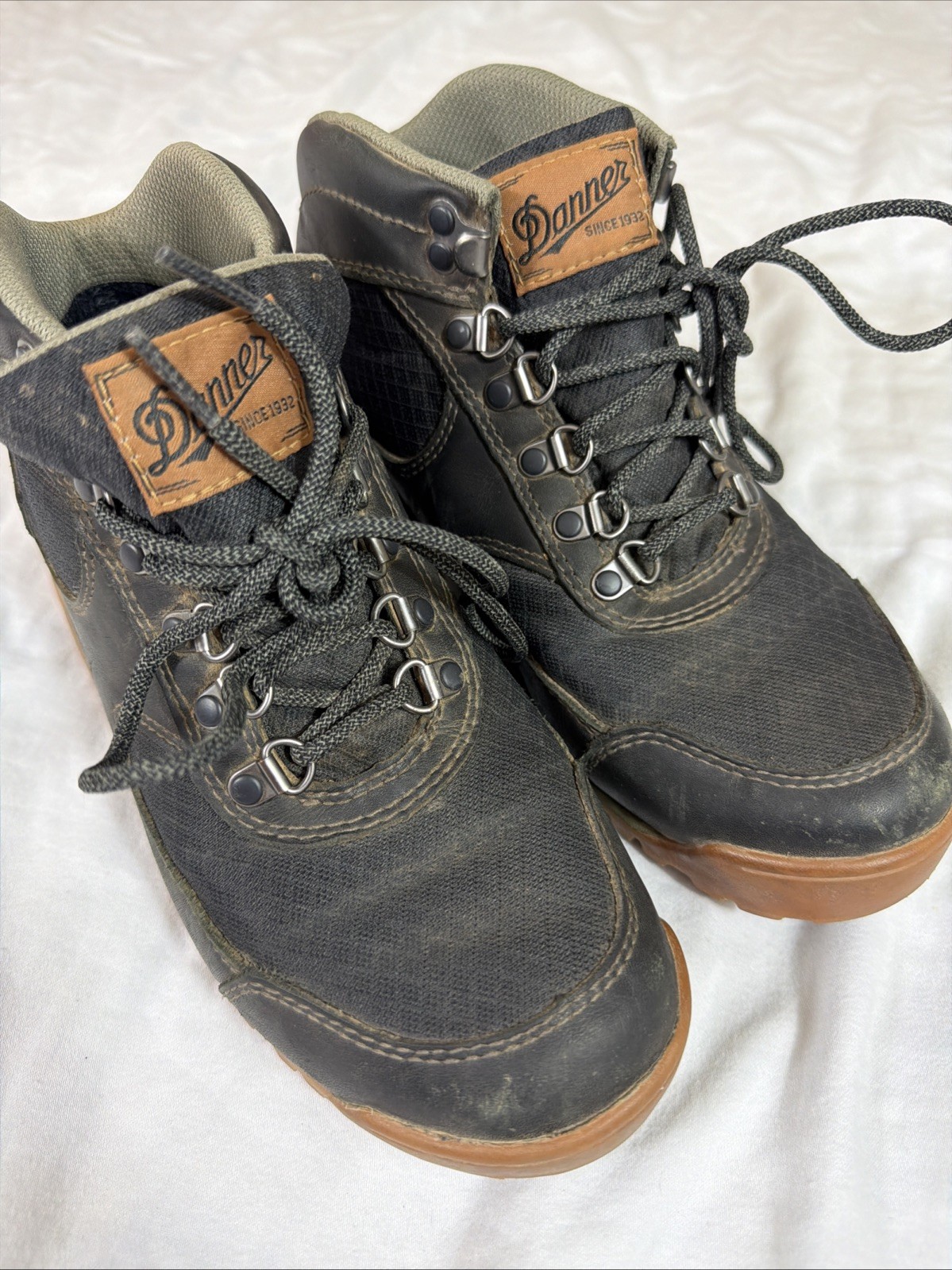 Danner Jag Mid Night Boots Womens 7 Black Leather/Mesh Hiking Trail Waterproof