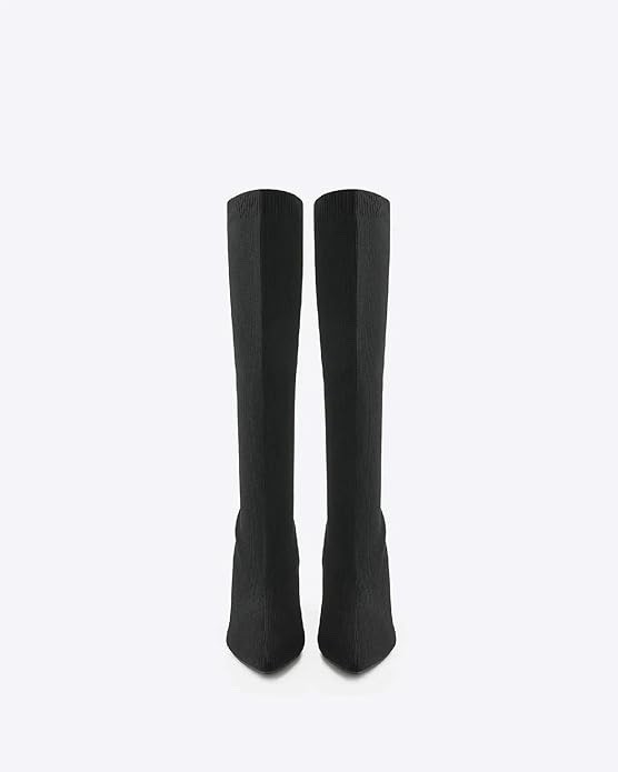 NEWBELLA Womens Stretch Knit Over Knee Boots Chunky Heel Anti-Slip Winter Boot 6